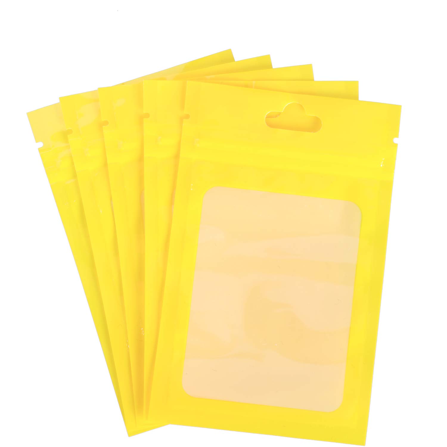 100 Pcs Smell Proof Mylar Bags with Clear Window - Resealable Holographic Food Storage Bags for Lip Gloss, Jewelry & Eyelash Packaging - Ideal for Small Business & Home Organization (5x7 Inch)