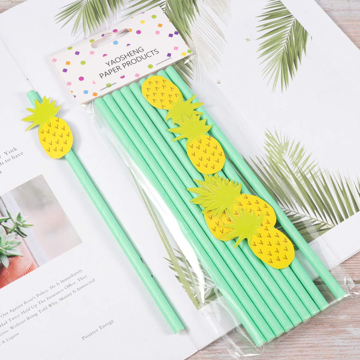 40pcs Colorful Paper Straws - Eco-Friendly Disposable Drinking Straws for Parties, Weddings, Hawaiian Luau & Tropical Themed Events