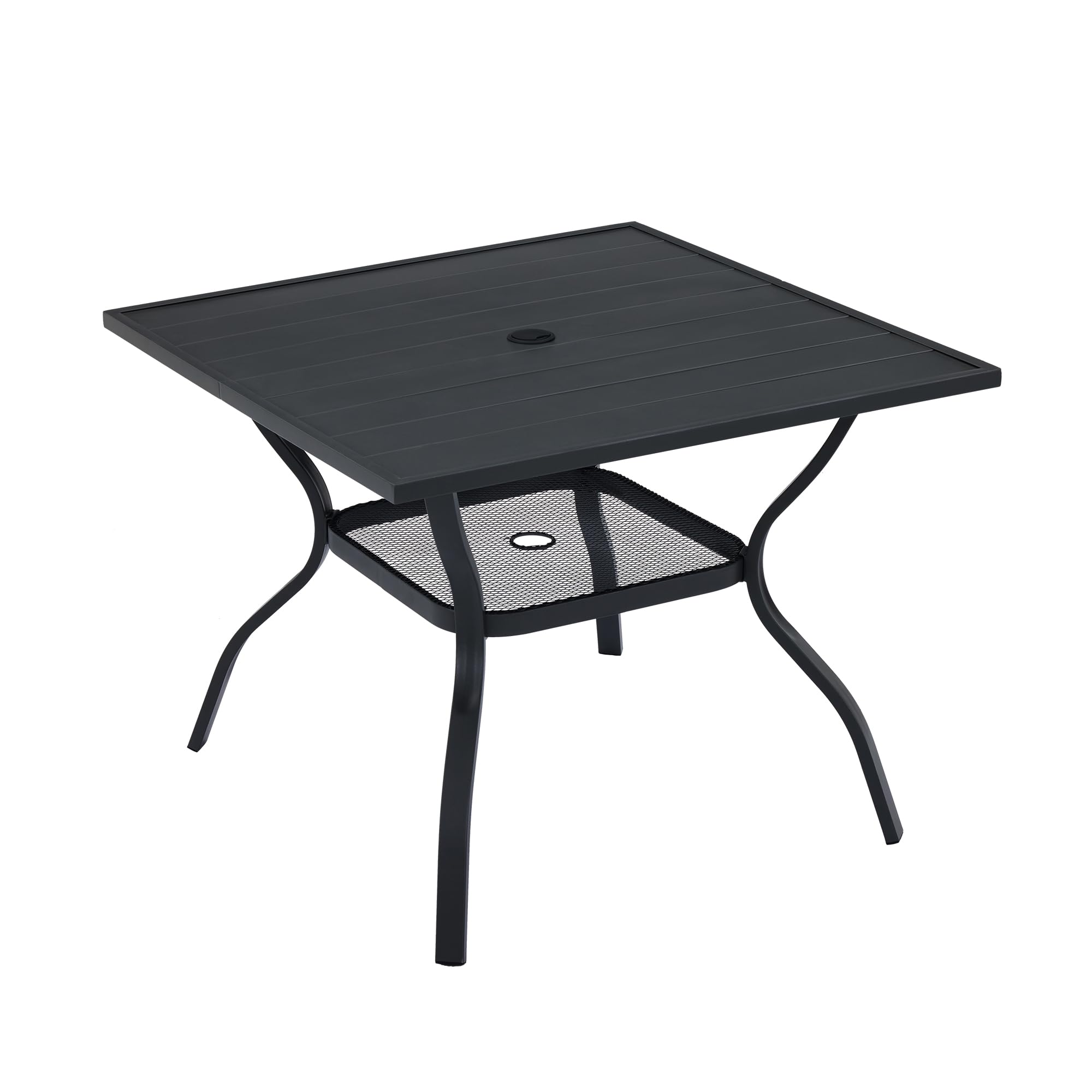 VICLLAX 48 Inch Square Outdoor Dining Table with Umbrella Hole - Weather Resistant Patio Furniture for Backyard, Garden, Poolside & Deck Dining