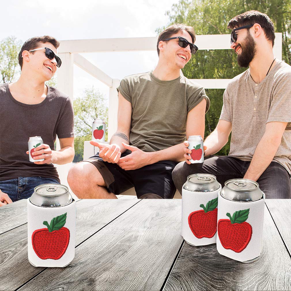 Red Apple Scuba Foam Can Sleeves - Insulated Beer & Drink Coolers for Parties, Camping, BBQs & Outdoor Events (6-Pack)