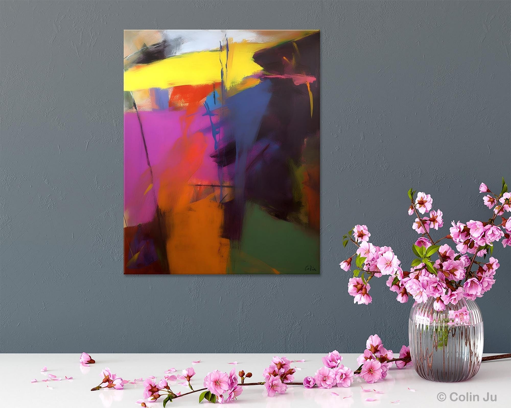 Extra Large Abstract Wall Art for Dining Room - Original Contemporary Acrylic Painting on Canvas - Perfect for Home Decor, Office & Living Room Wall Decor