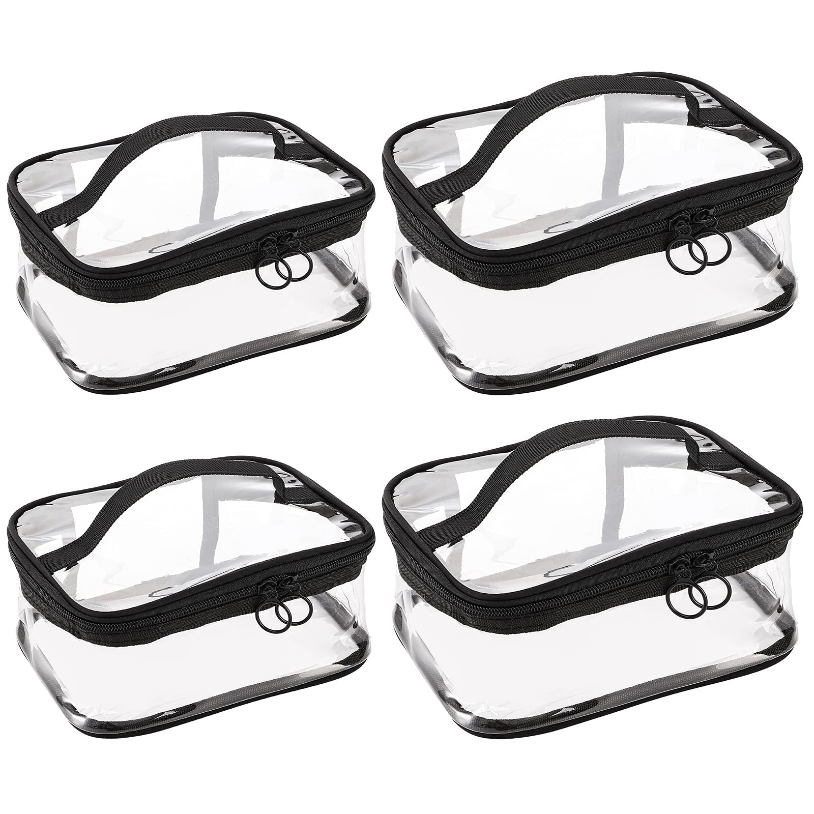 Peohud 4 Pack Clear Makeup Bags with Zipper - Waterproof Toiletry Organizer for Travel, Cosmetics Storage Pouch - Portable Transparent Cosmetic Bags for Bathroom, Vacation & Daily Use