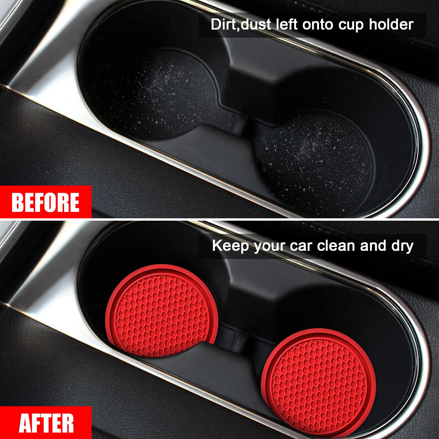 6 Pack PVC Car Cup Holder Coasters - Universal Non-Slip Drink Inserts for Vehicles - Durable Car Interior Accessories for Women & Men - Perfect for Coffee, Soda & Water Bottles in Cars, Trucks & SUVs