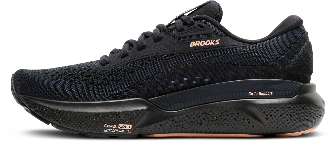 Women's Adrenaline GTS 24 Running Shoes - Black/Peacoat/Peach - Lightweight Supportive Sneakers for Jogging, Gym Workouts & Daily Walking