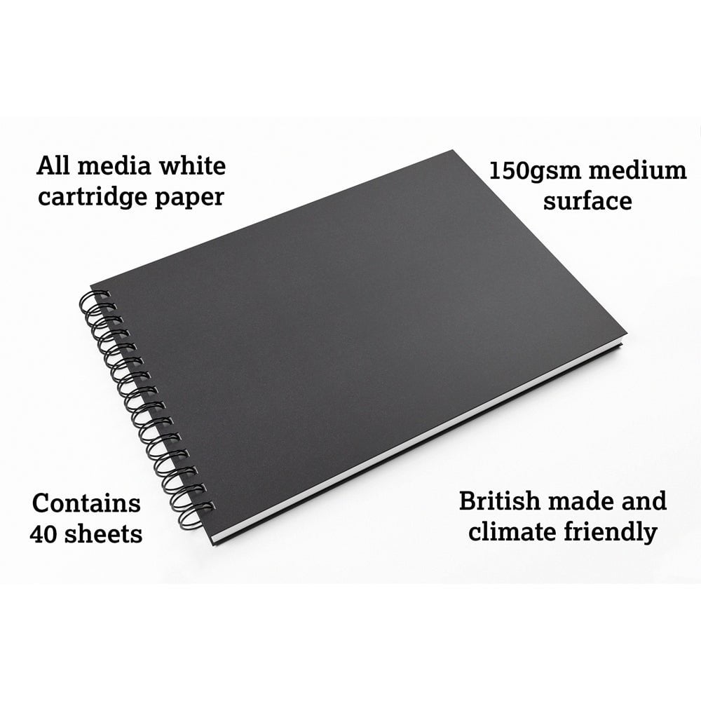 Premium A4 Landscape Sketchbook - 80 Pages (40 Sheets) 150gsm White Paper for Artists, Drawing & Sketching | Perfect for Travel, Studio & Outdoor Use