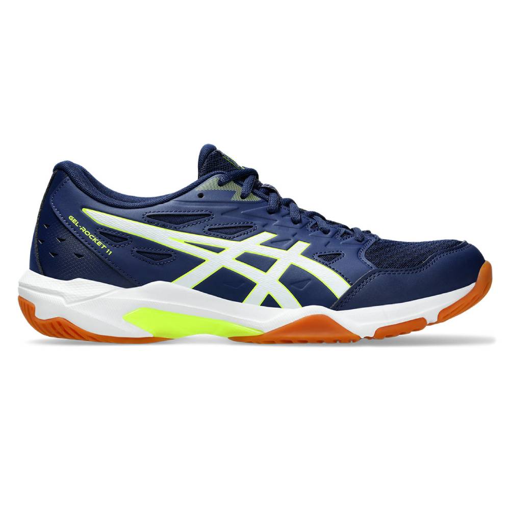 ASICS Gel Rocket 11 Men's Volleyball Shoes - Lightweight Indoor Court Sneakers for Badminton, Squash & Gym Training (Blue Expanse/Safety Yellow) - Perfect for Sports Enthusiasts & Professional Athletes