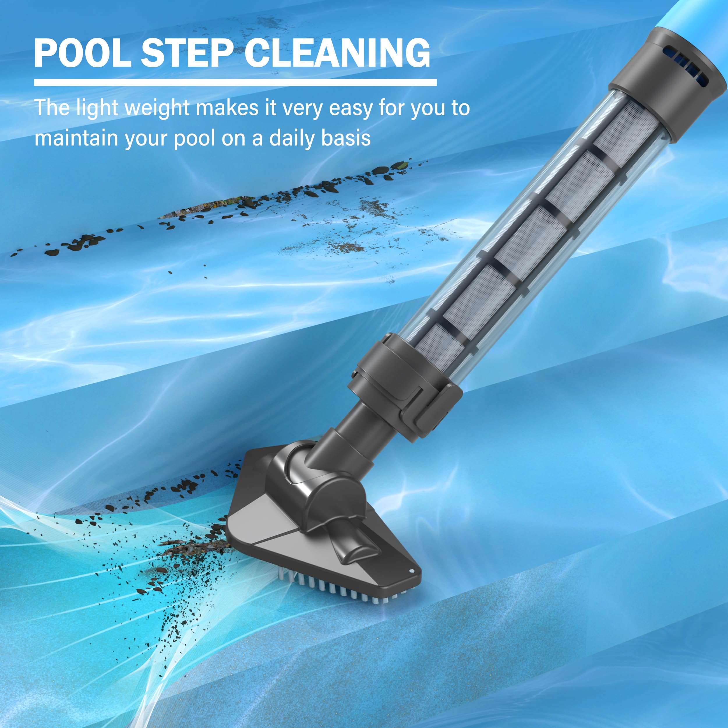 Cordless Pool Vacuum Cleaner - Rechargeable & Portable Swimming Pool Cleaner with 45 Min Runtime - Perfect for Small Above Ground Pools, Hot Tubs, Spas - Easy Pool Maintenance for Backyard, Vacation Homes & RV Trips