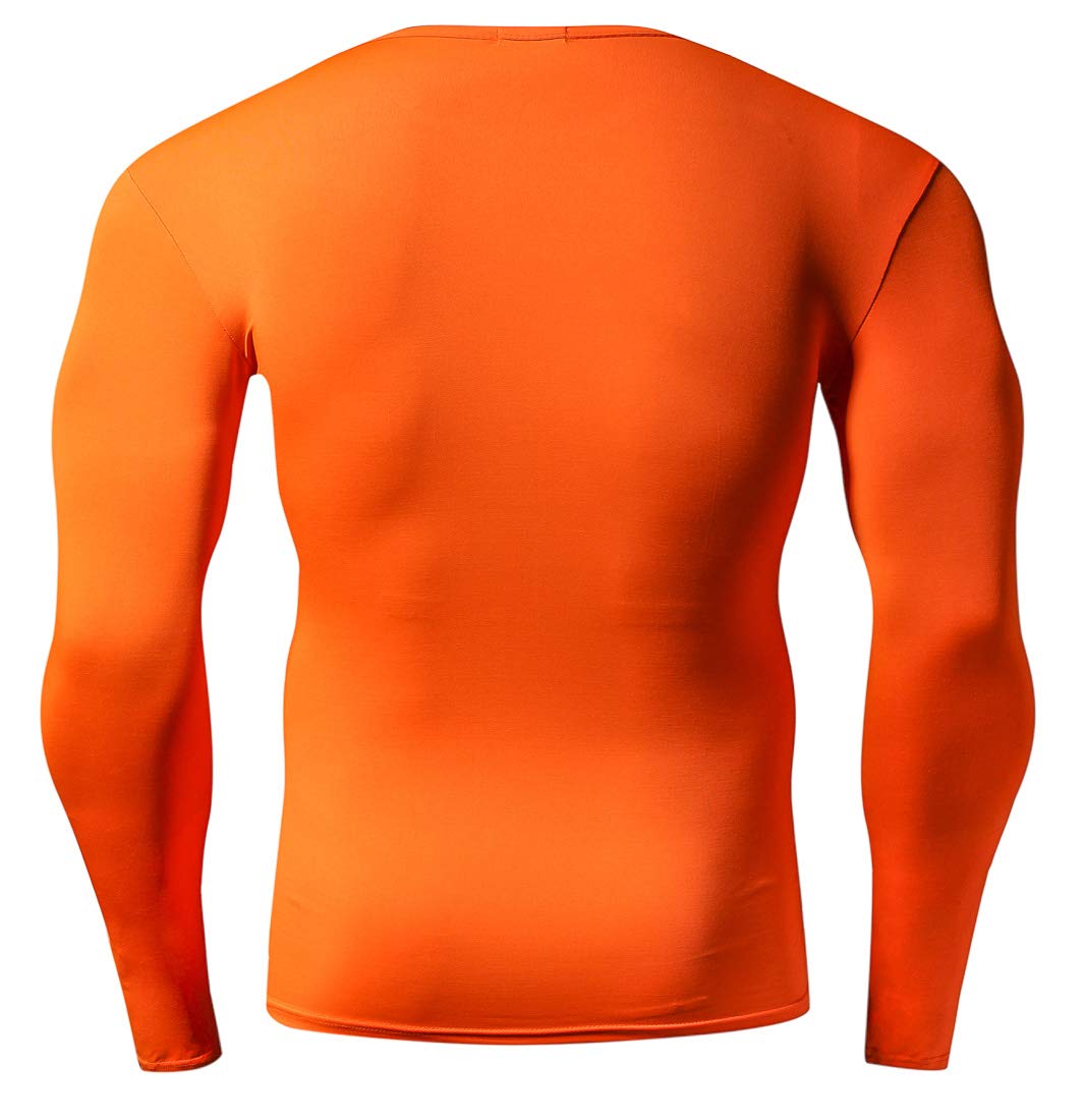 Red Plume Men's Cool Dry Fit Long Sleeve Compression Shirt - Moisture Wicking Activewear for Running, Gym Workouts & Outdoor Sports - Breathable Athletic Base Layer T-Shirt
