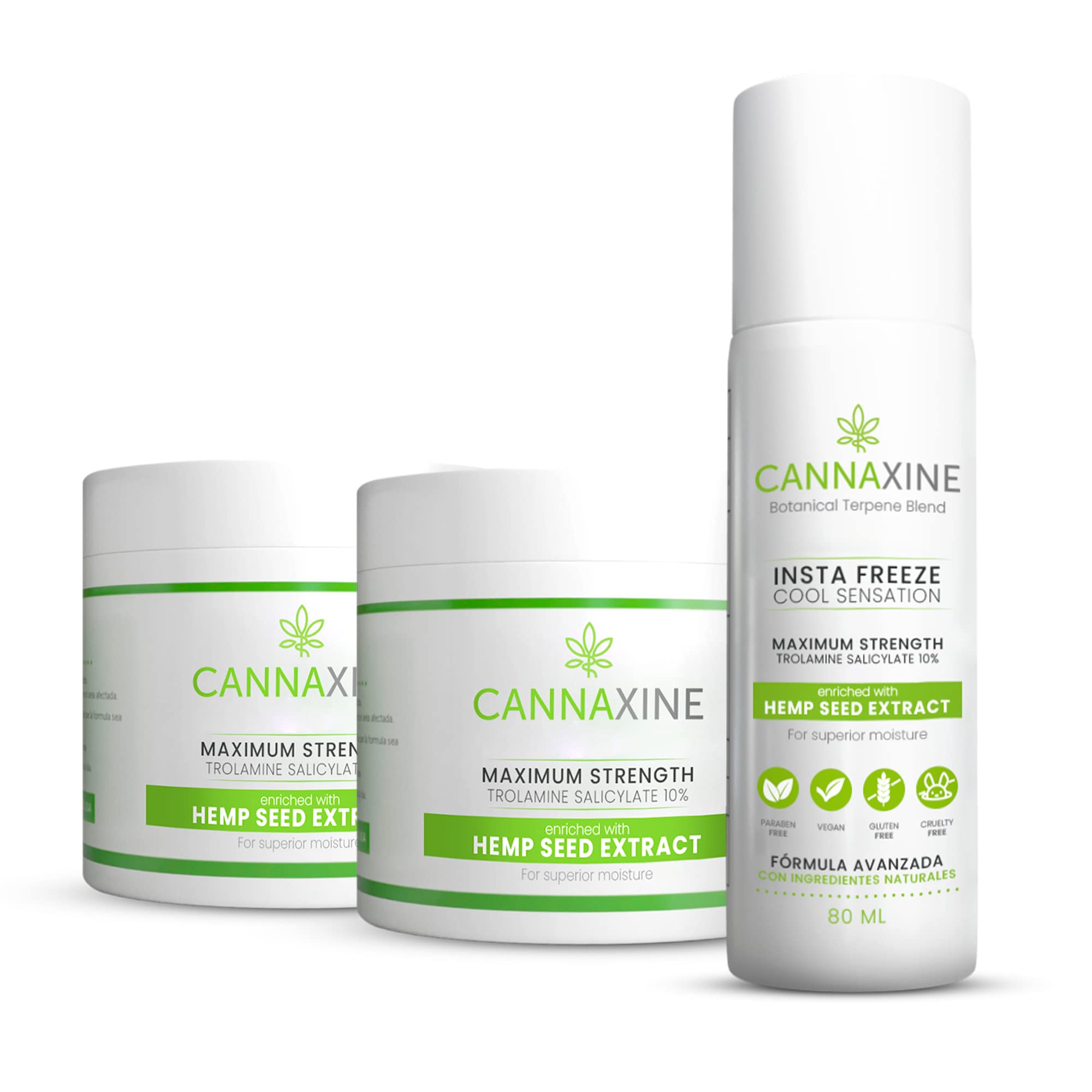 Cannaxine Instant Numbing Hemp Cream & Roll On Set - Maximum Strength Vegan Pain Relief for Shoulder, Knee, Foot, Neck, Muscle & Joint Pain - Backache Relief (Pack of 3) | Perfect for Post-Workout Recovery & Chronic Pain Management