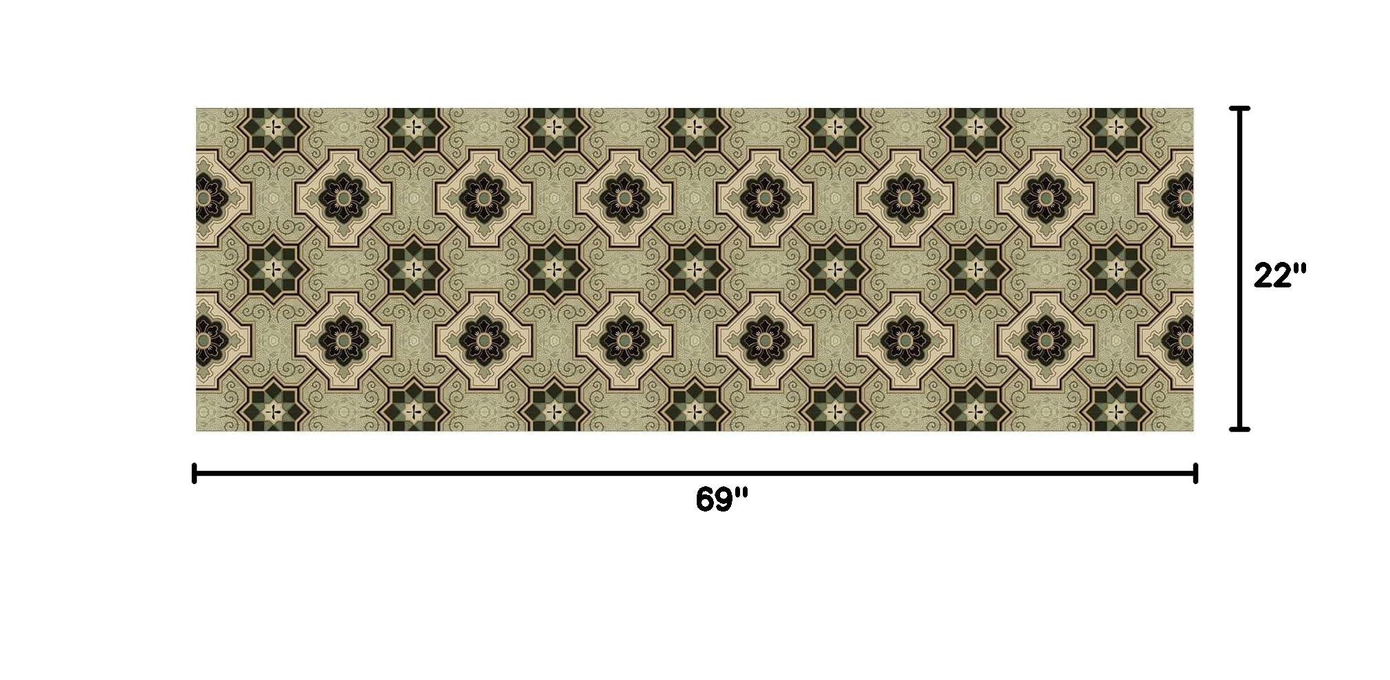 Bungalow Flooring Lincoln FlorArt Kitchen Runner Rug 2' x 6' – Made in USA, Machine Washable, Waterproof & Stain Resistant Non-Slip Low Profile Mat for Kitchen, Entryway, Bathroom & High Traffic Areas