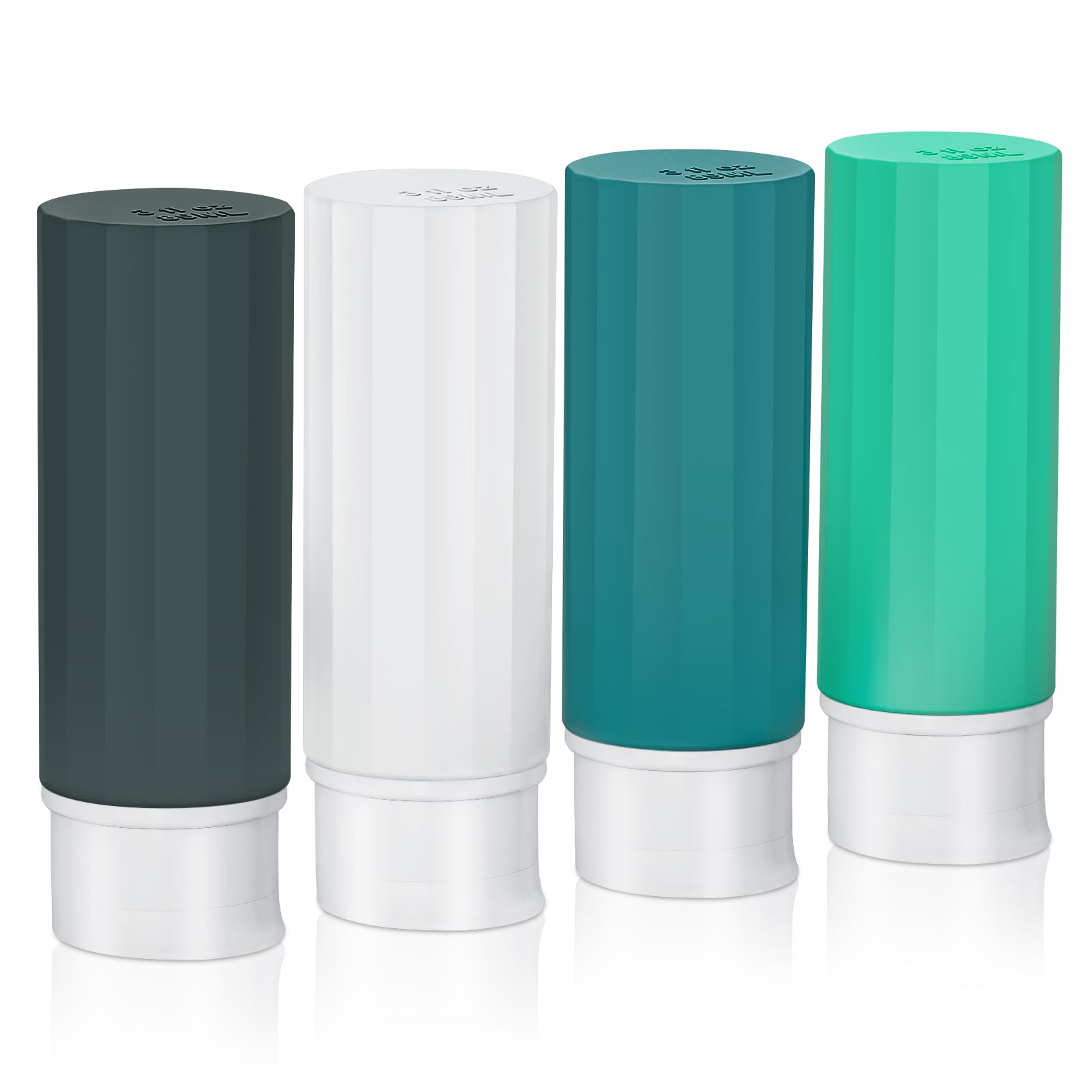 4 Pack TSA Approved Leakproof Silicone Travel Bottles (3oz/89ml) - Refillable Toiletry Containers for Shampoo, Conditioner & Body Lotion | Perfect for Airplane Carry-On & Vacation Essentials