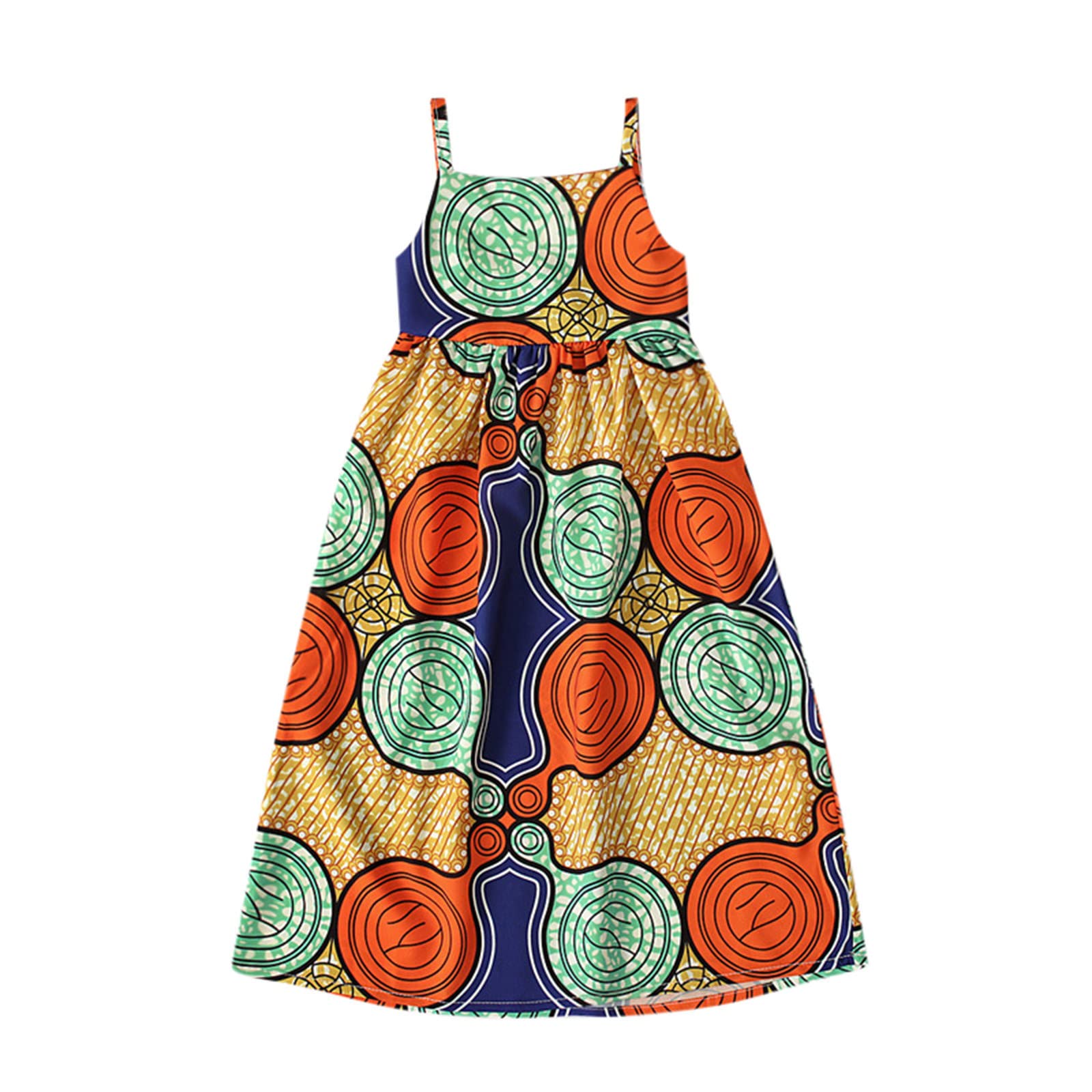 Traditional African Girls Dashiki Princess Dresses - Sleeveless Backless Strap Toddler Outfits for Kids 1-5 Years | Perfect for Birthday Parties, Cultural Events & Photoshoots
