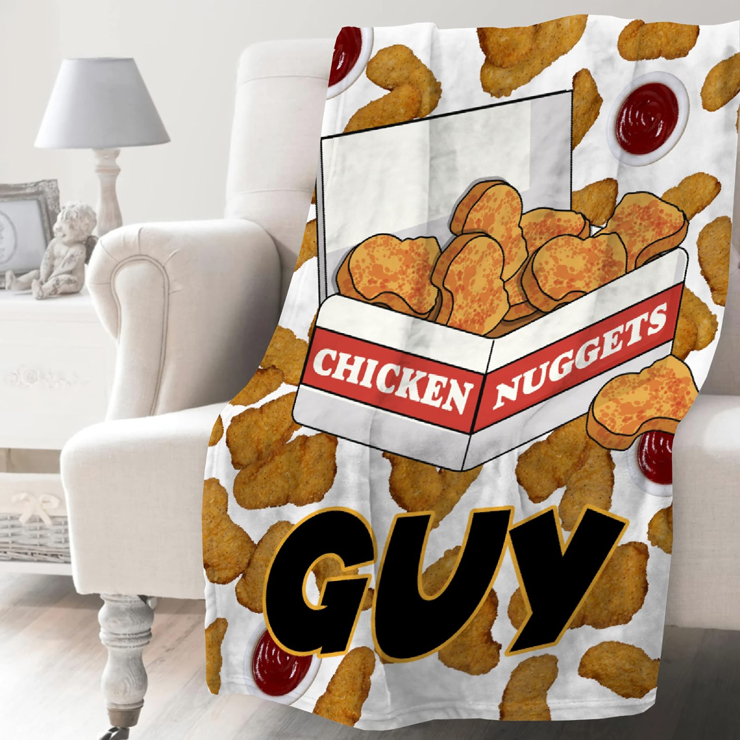 NIUJINMALI Chicken Nugget Blanket - Soft Flannel Fleece Throw for Teens, Boys & Girls - Funny Food Plush Quilt (120x90 Inches) - Perfect for Couches, Sofas, Movie Nights & Gifts
