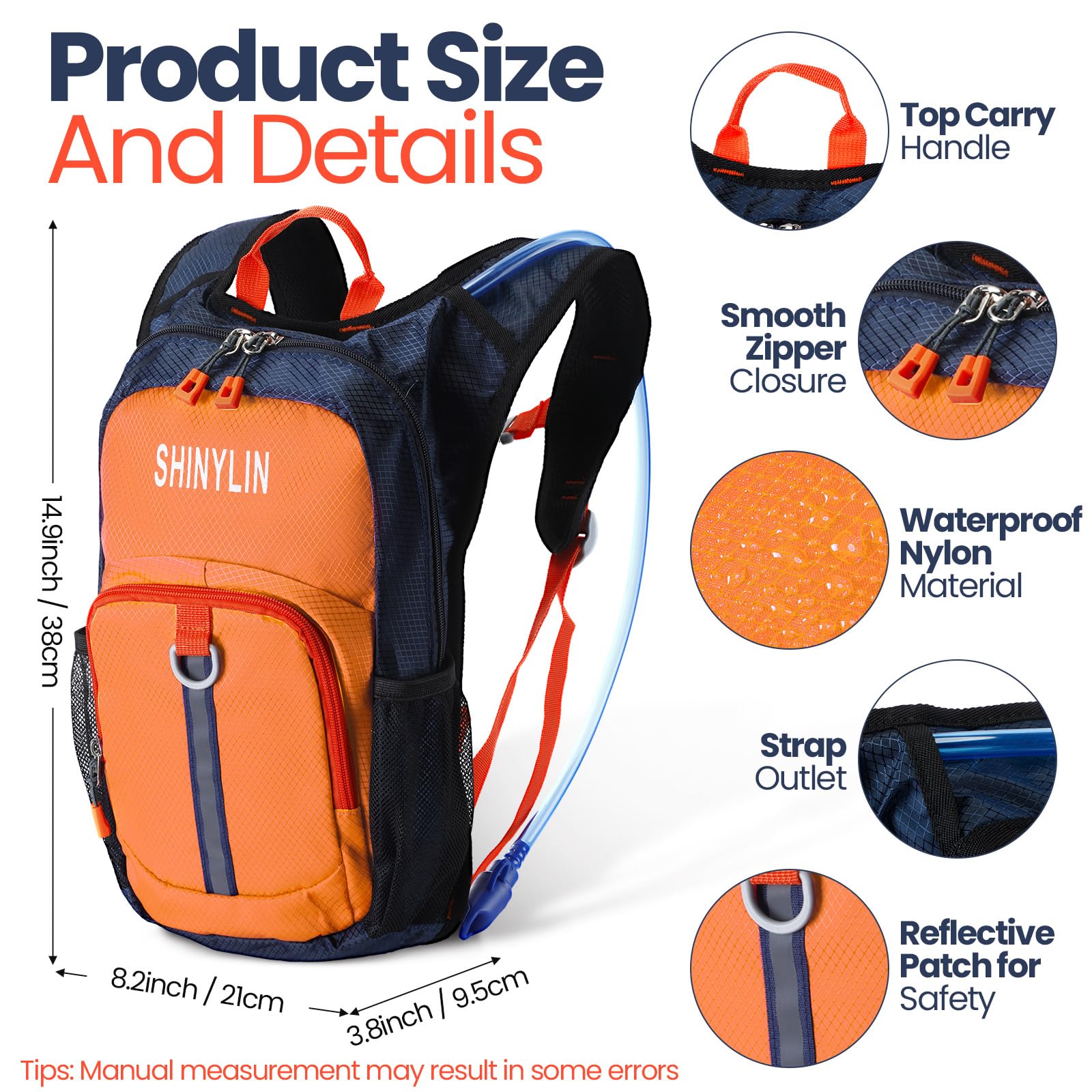 2 Pack Kids Hydration Backpack with 1.5L Leakproof Water Bladder - Lightweight Hiking Backpack for Boys & Girls - Perfect for Running, Climbing, Camping & Outdoor Adventures