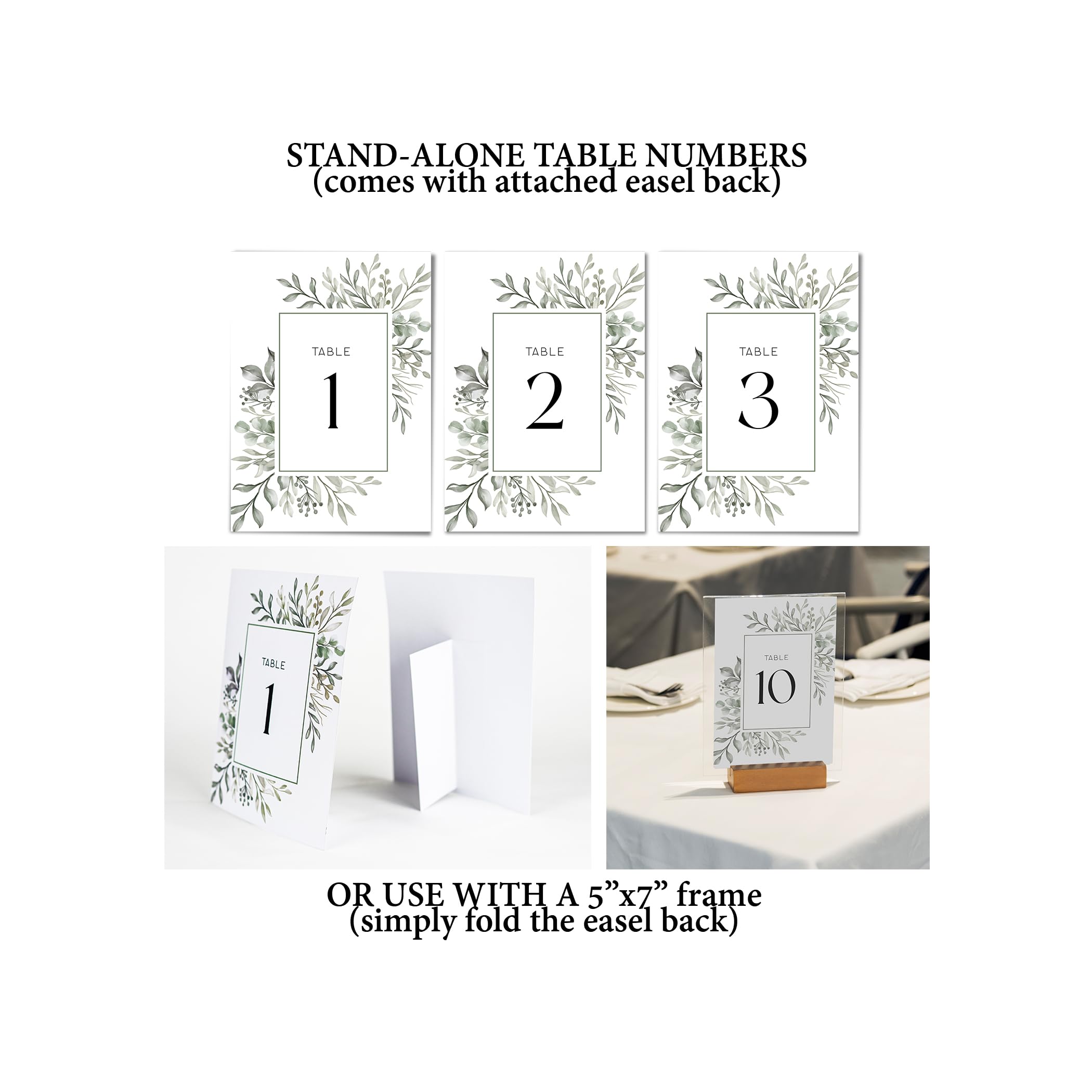Premium 5 x 7 Inch Garden Design Table Numbers (1-30) - 350 GSM Thick Cardstock with Self-Standing Easel - Perfect for Weddings, Parties, Anniversaries & Special Events - Ideal for Table Decorations, Reception Centerpieces, and Event Seating Arrangements