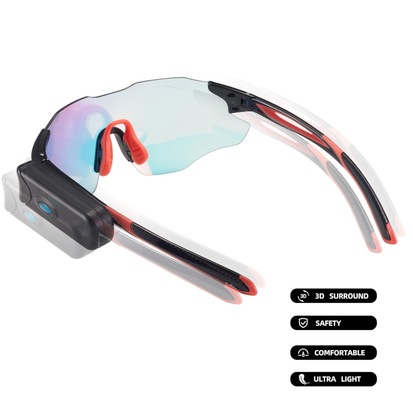 HD 1080P Sports Camera Sunglasses with 64GB Storage & 15MP Built-in Camera - Polarized UV400 Photochromic Lenses for Cycling, Running, Hiking & Outdoor Adventures