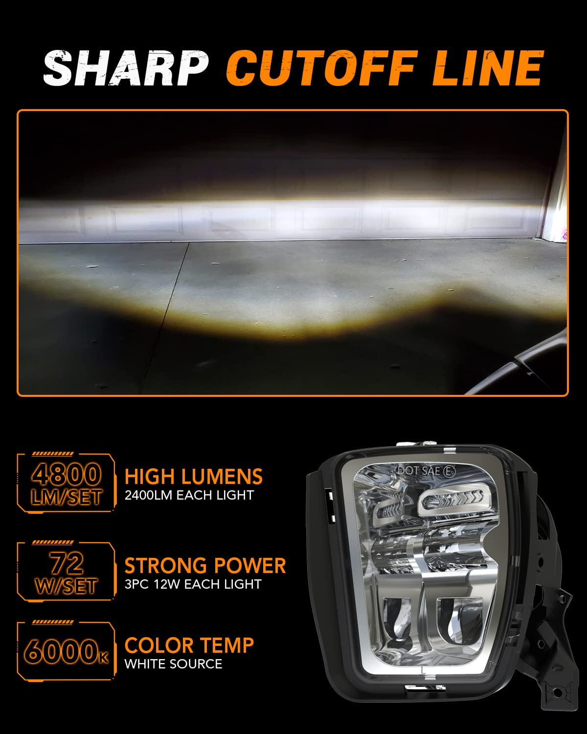 LED Fog Lights for Dodge Ram 1500 (2013-2020) - DOT Approved Replacement Bumper Driving Lights - Silver Finish - Perfect for Night Driving & Off-Road Adventures