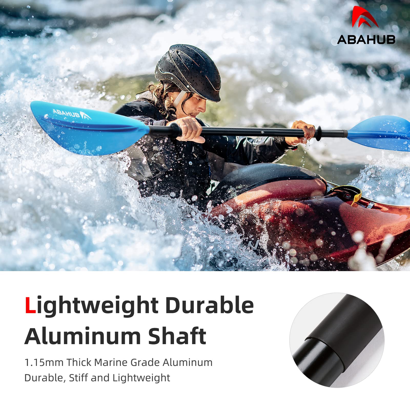 Abahub 90.5 Inch Kayak Paddle - Lightweight Aluminum Alloy Shaft with Durable Plastic Blades (Black/Blue/Green/Orange/Yellow) - Includes Free Paddle Leash for Kayaking, Canoeing & Boating | Perfect for Recreational Paddling, Fishing Trips & Water Sports Adventures
