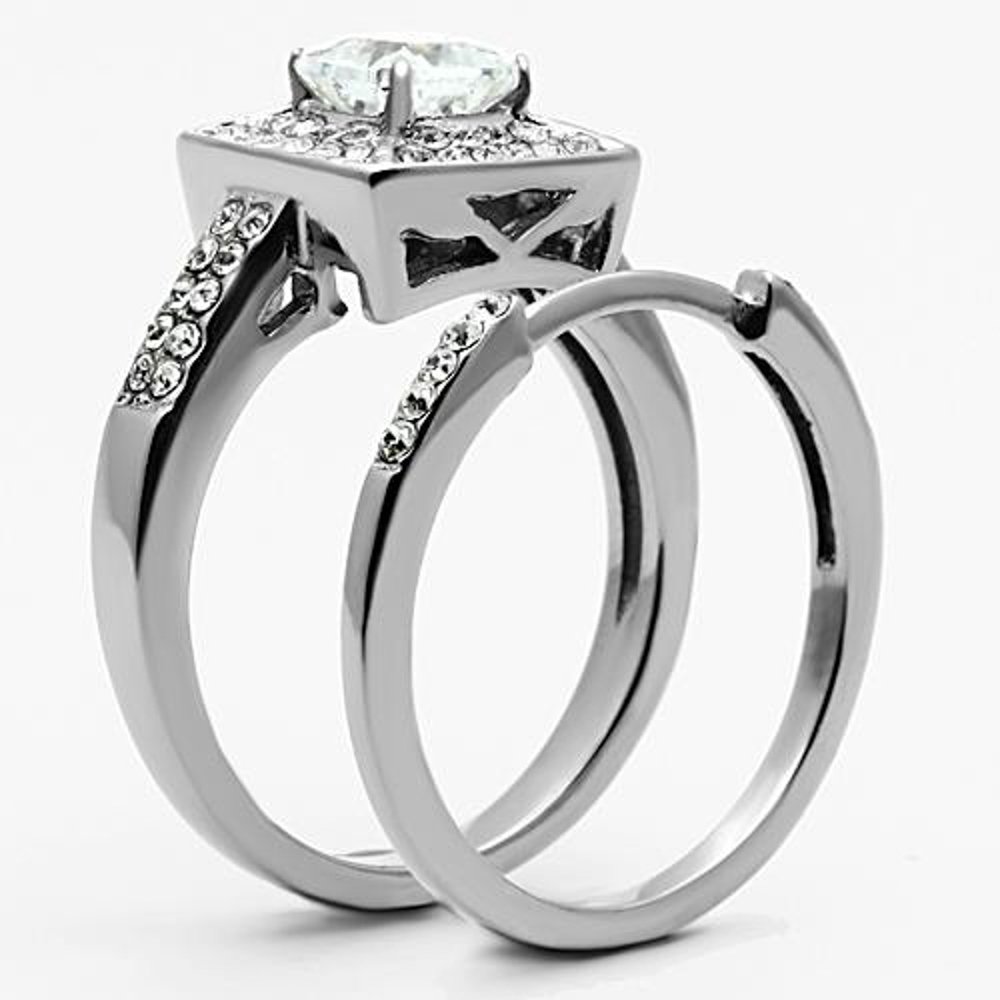 2.65ct Halo Princess Cut CZ Wedding Ring Set for Women Size 5-10 - Elegant Bridal Jewelry