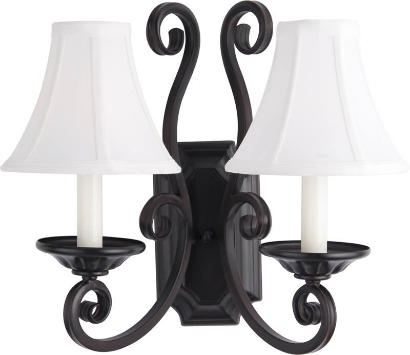 13W Manor 2 Light Wall Sconce in Oil Rubbed Bronze Finish - Elegant Wall Lighting for Bedroom, Hallway & Living Room Decor