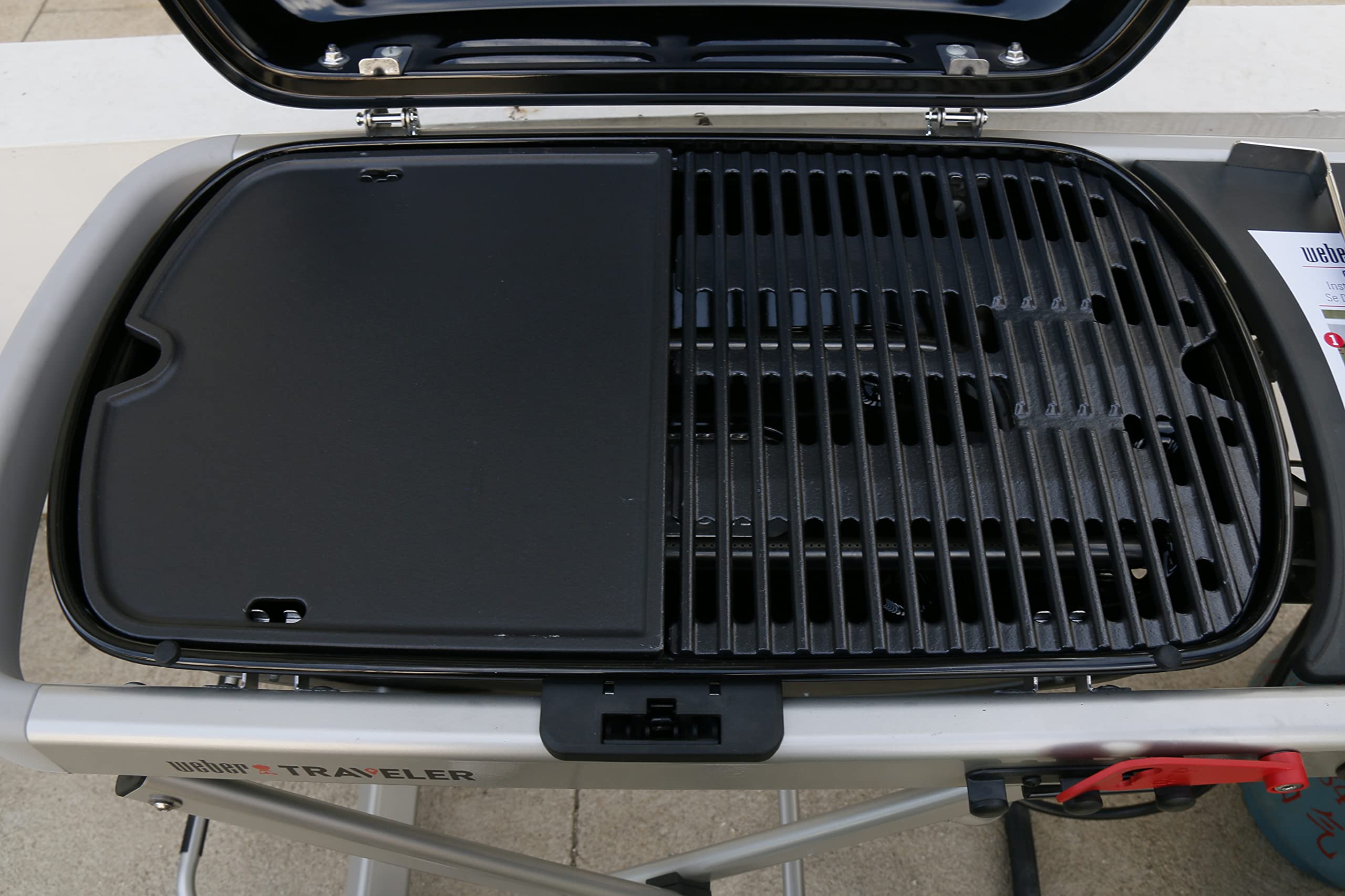 Uniflasy Cast Iron Griddle for Weber Traveler Portable Gas Grill - Heavy Duty Pre-Seasoned Griddle Pan Fits Weber 9010001 - Perfect for Outdoor Camping, BBQ, Tailgating & Backyard Cooking