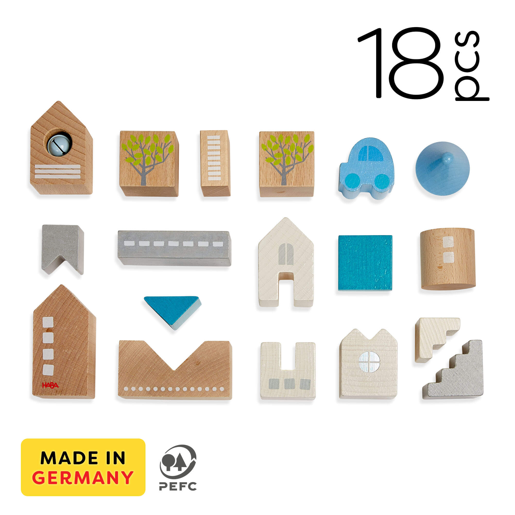 Premium 18-Piece Wooden Building Blocks Set for Kids - Safe & Durable Educational Toys for Toddlers - Perfect for Preschool Learning, Creative Play & Home Decor