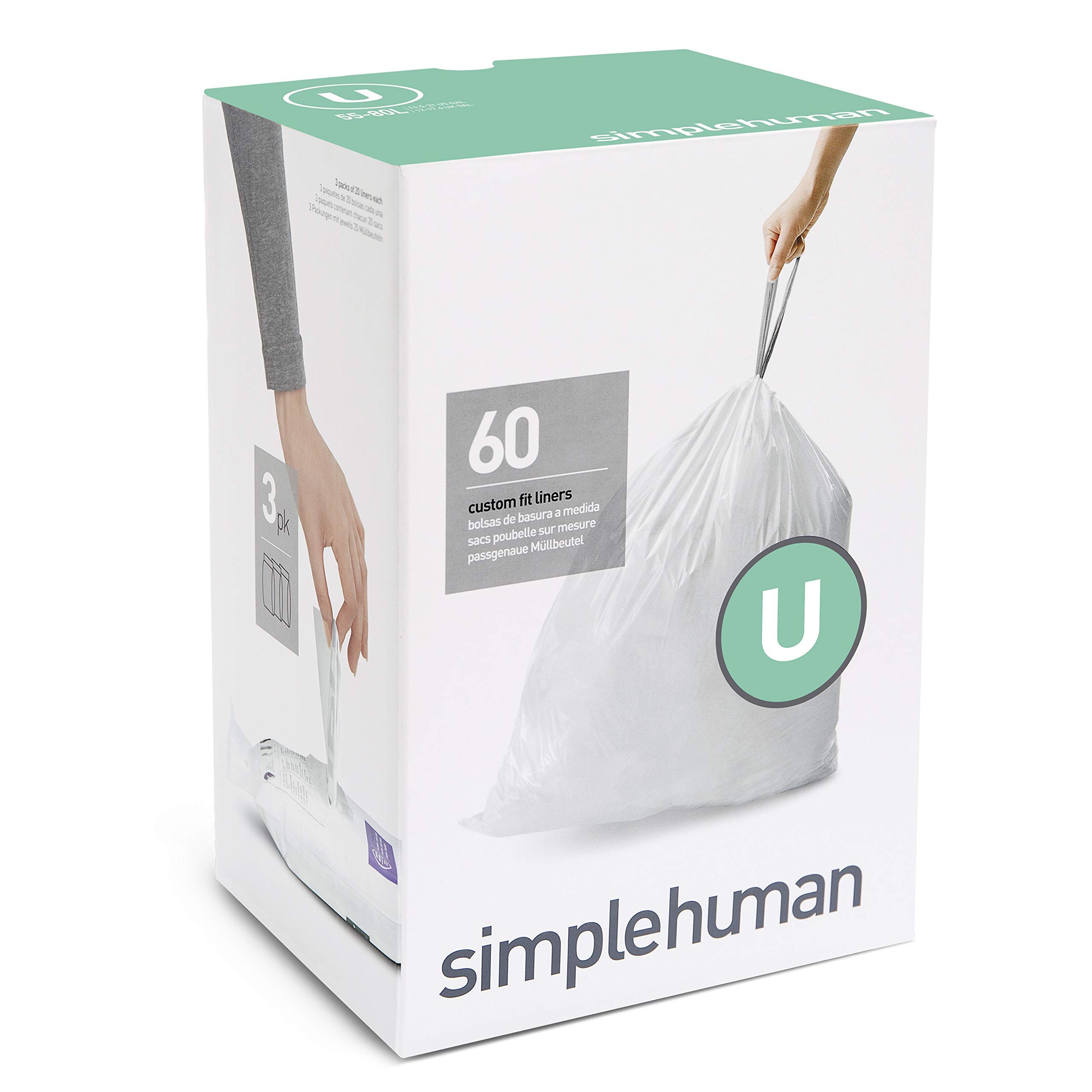 SimpleHuman 55L Rectangular Step Trash Can with Custom Fit Liners - Durable Kitchen Garbage Bin for Home, Office & Commercial Use