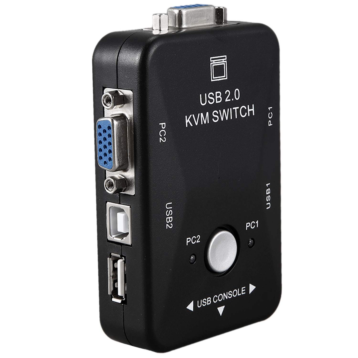 2-Port USB KVM Switch with VGA/SVGA Support (1920x1440) - Share Monitor & Keyboard Between 2 Computers | Ideal for Home Office, Gaming Setup & Multi-PC Workspaces