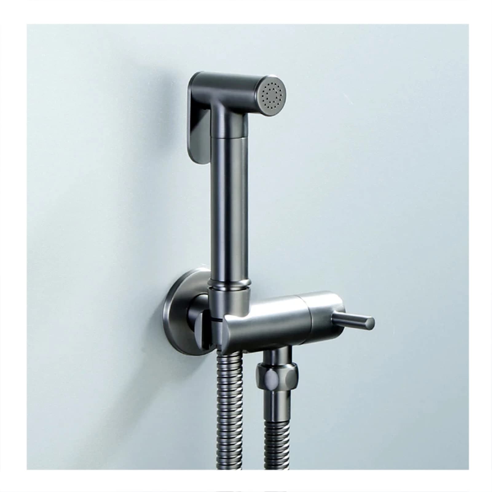 YHJZSM Brushed Nickel Handheld Bidet Sprayer for Toilet - Solid Brass Single Handle Valve with Galvanized Shower Kit - Perfect for Bathroom Renovation & Hygienic Cleaning