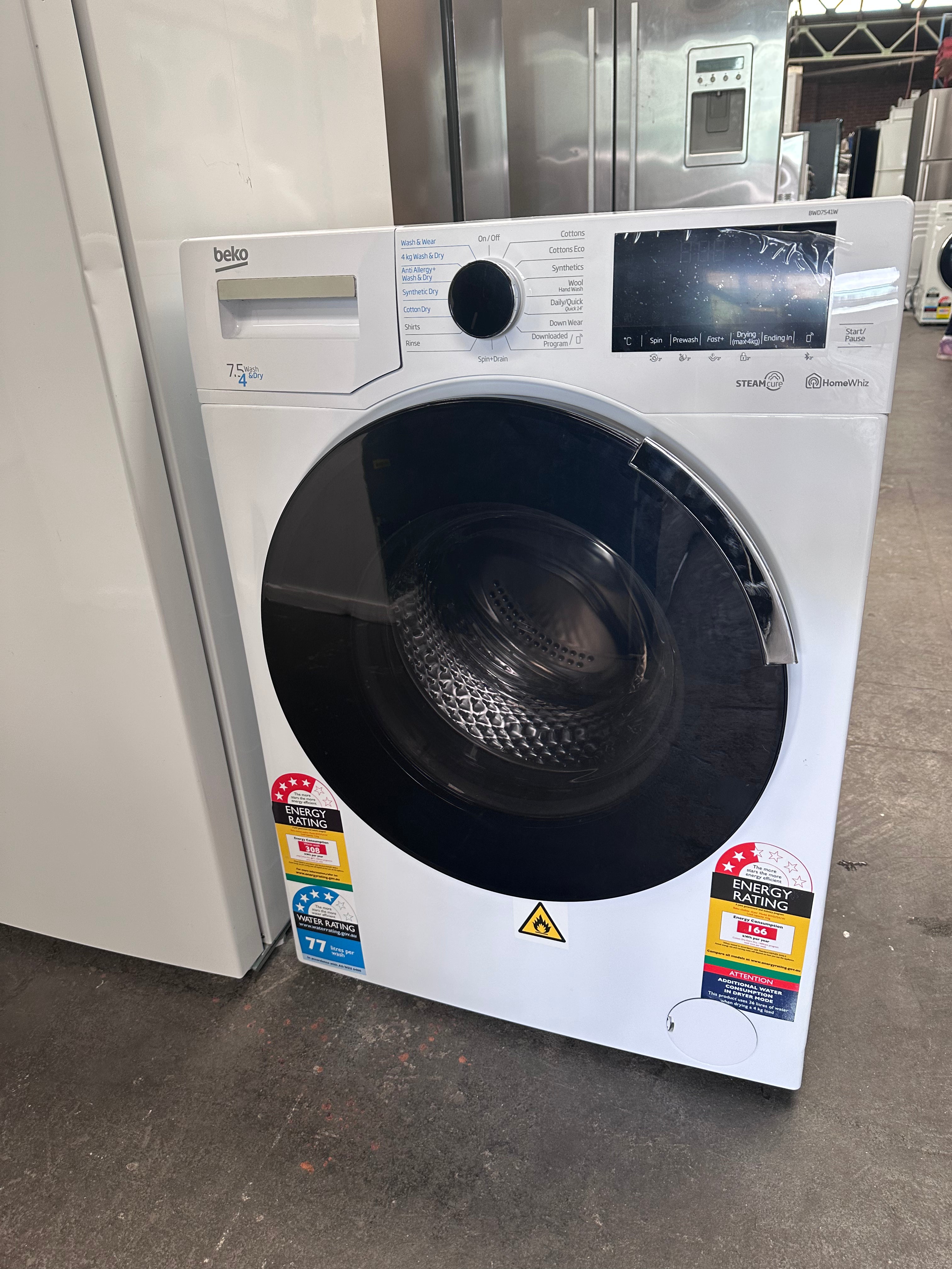 Beko 7.5kg/4kg Washer Dryer Combo with SteamCure - BWD7541W [Factory Second] - Compact Laundry Solution for Apartments & Small Spaces
