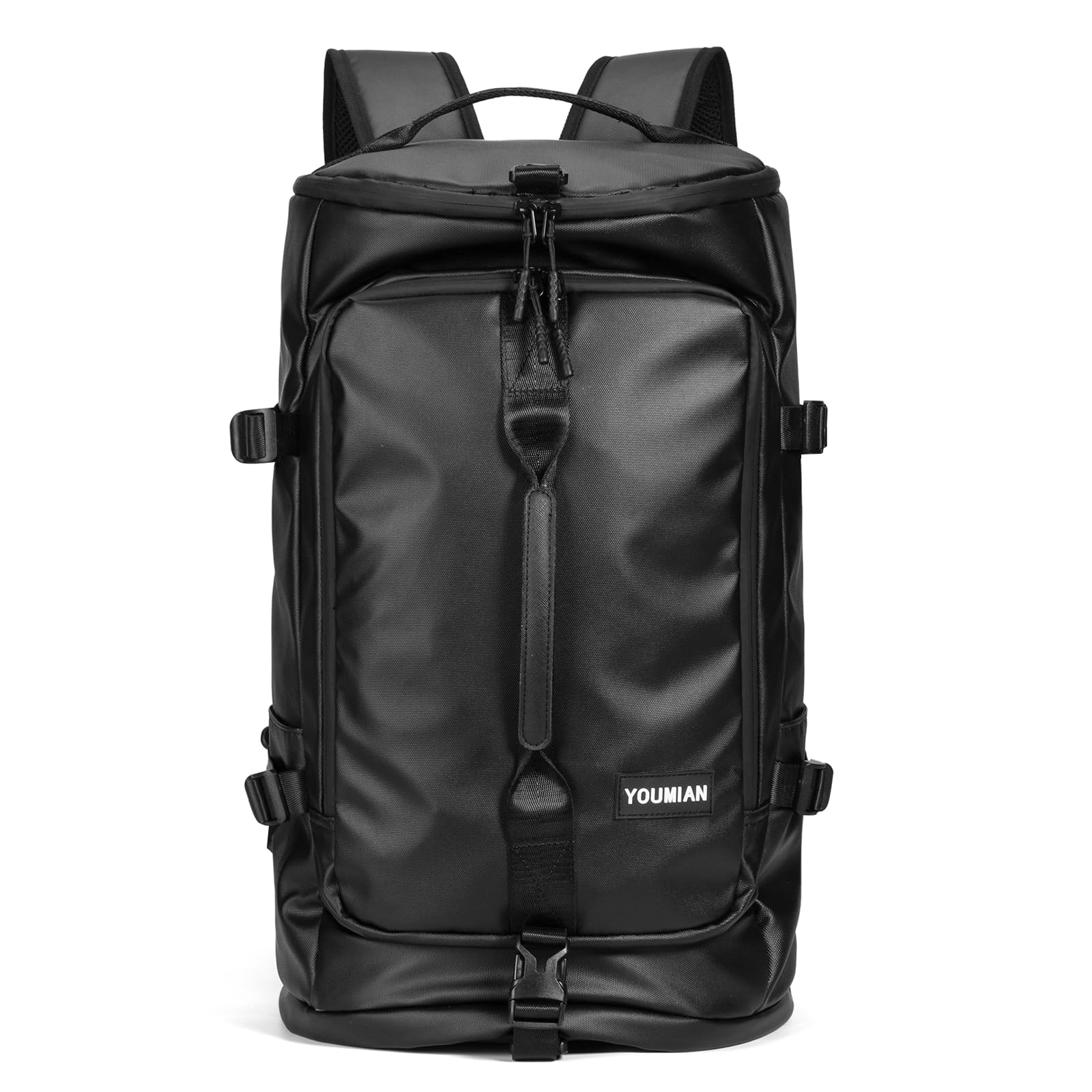 Gym Duffle Backpack with Shoe Compartment - 4-Way Carry Travel Backpack for Men & Women - Waterproof Multi-Functional Weekender Bag for Fitness, Gym, Travel, Camping & Motorcycle Helmet Storage - Perfect for Workouts, Weekend Trips & Outdoor Adventures