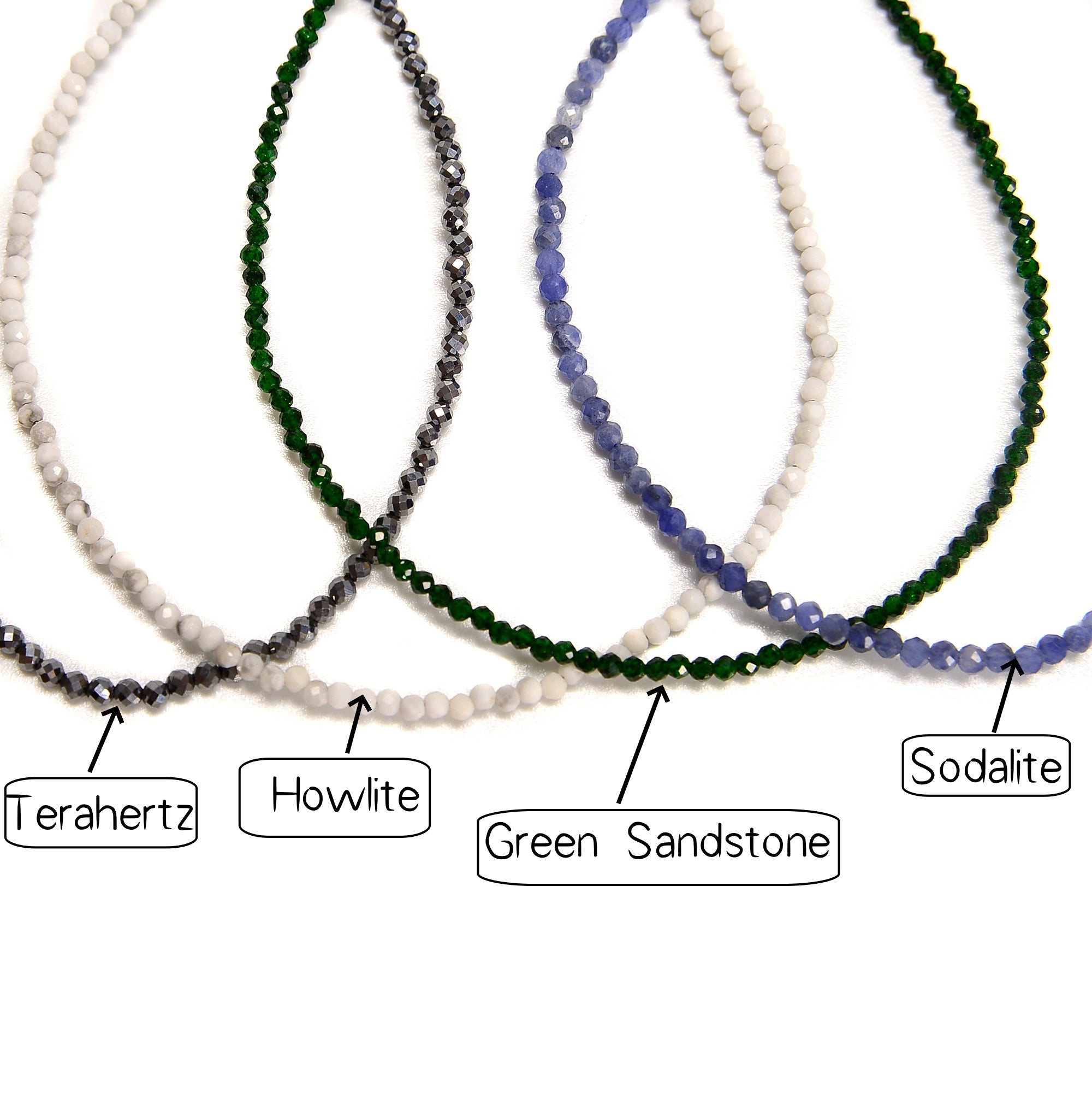 Faceted Round Mixed Gemstone Beaded Anklet - 2mm, 3mm, 4mm Sizes - 9'' Adjustable Length - Perfect for Beach, Boho & Summer Fashion