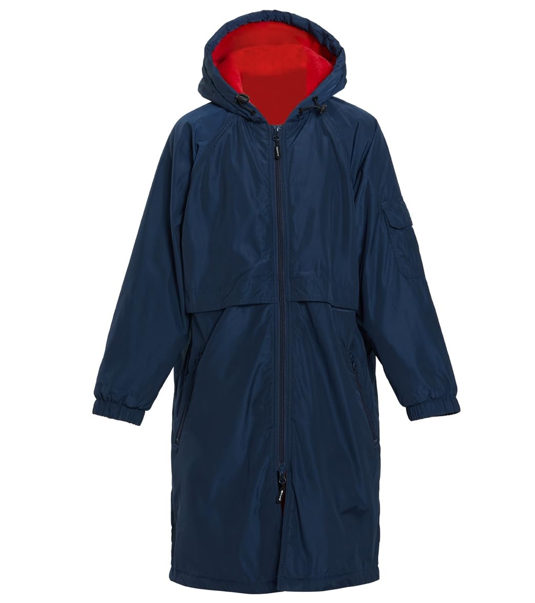 Sporti Youth Swim Parka with Comfort Plush Fleece Lining - Water Resistant Swim Coat for Boys & Girls | Multi-Pocket Zipper Design | Perfect for Swimming Lessons, Beach Trips & Poolside Warmth