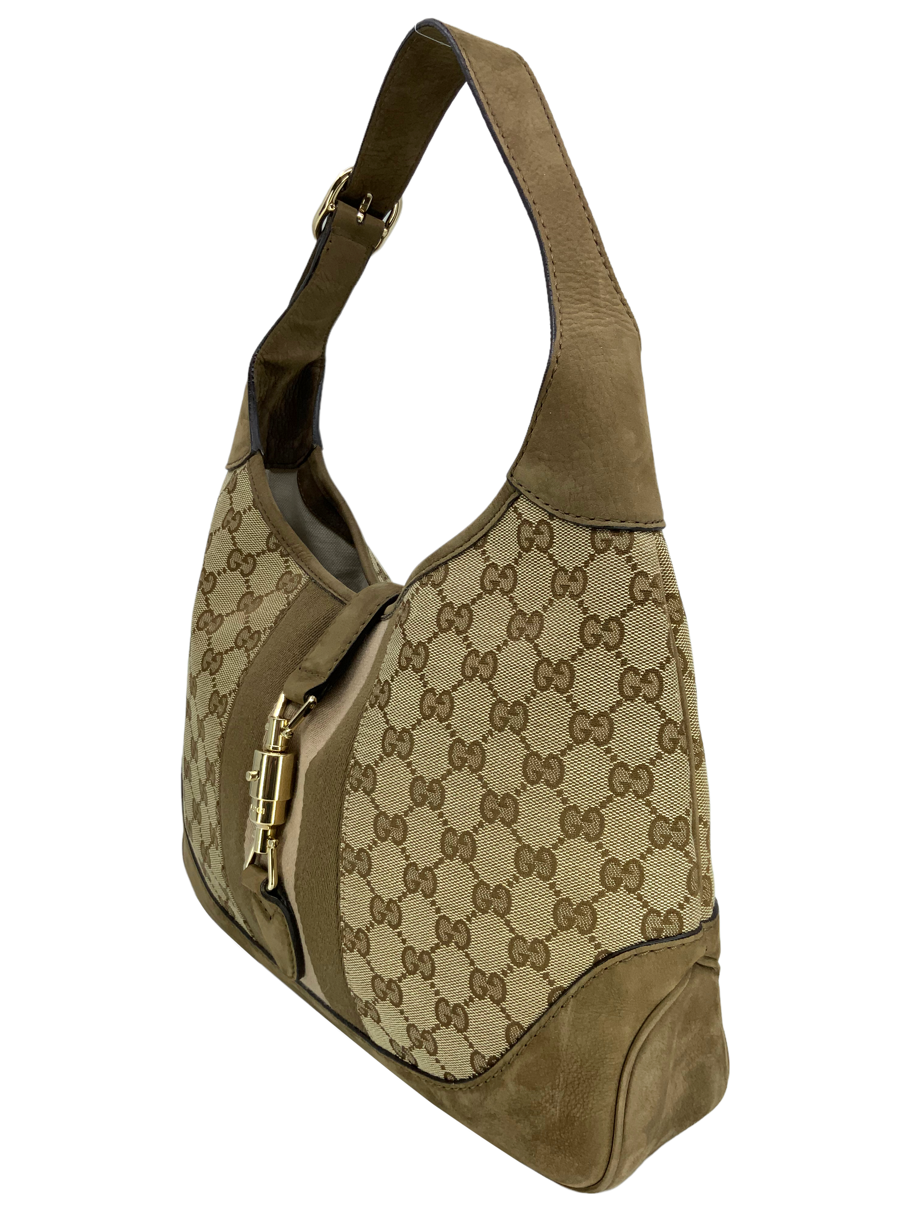 Gucci Monogram Canvas & Suede Medium Jackie O Hobo Bag - Luxury Shoulder Bag for Women | Perfect for Work, Travel & Evening Events