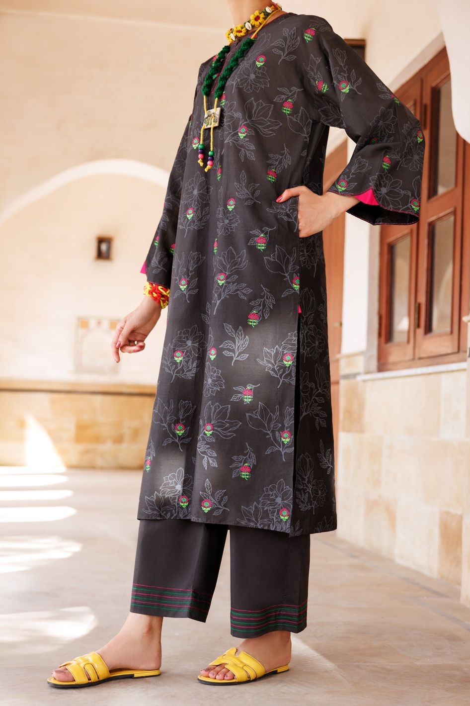 Cambric Charcoal Kurti for Women | Stylish Indian Tunic Top | Perfect for Casual Wear, Office & Festive Occasions