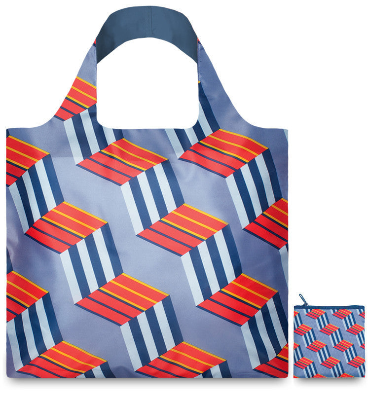 LOQI GEOMETRIC Collection Tote Bag - Stylish Reusable Shopping Bag for Women & Men - Perfect for Groceries, Beach, Travel & Work (Eco-Friendly Foldable Design)