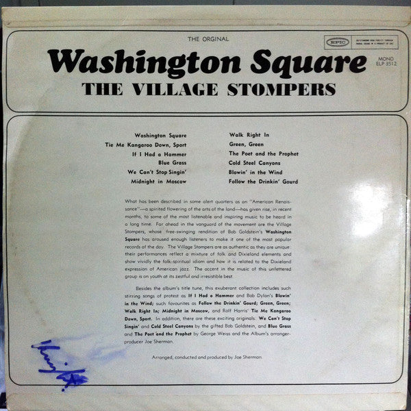 The Village Stompers - The Original Washington Square LP Vinyl Album (Mono, VG Condition) - Perfect for Vintage Music Collectors & Jazz Enthusiasts