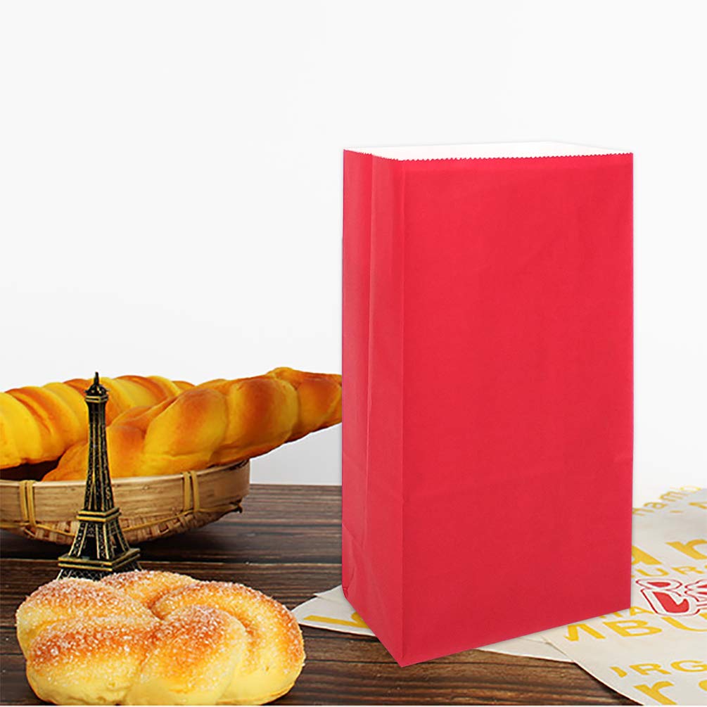 KEYYOOMY 24-Pack Small Red Paper Bags for Parties - 4.7x2.4x8.7 Inch Party Favor Bags, Goodie Bags & Lunch Bags - Perfect for Birthday Favors, Wedding Treats & Holiday Gift Packaging