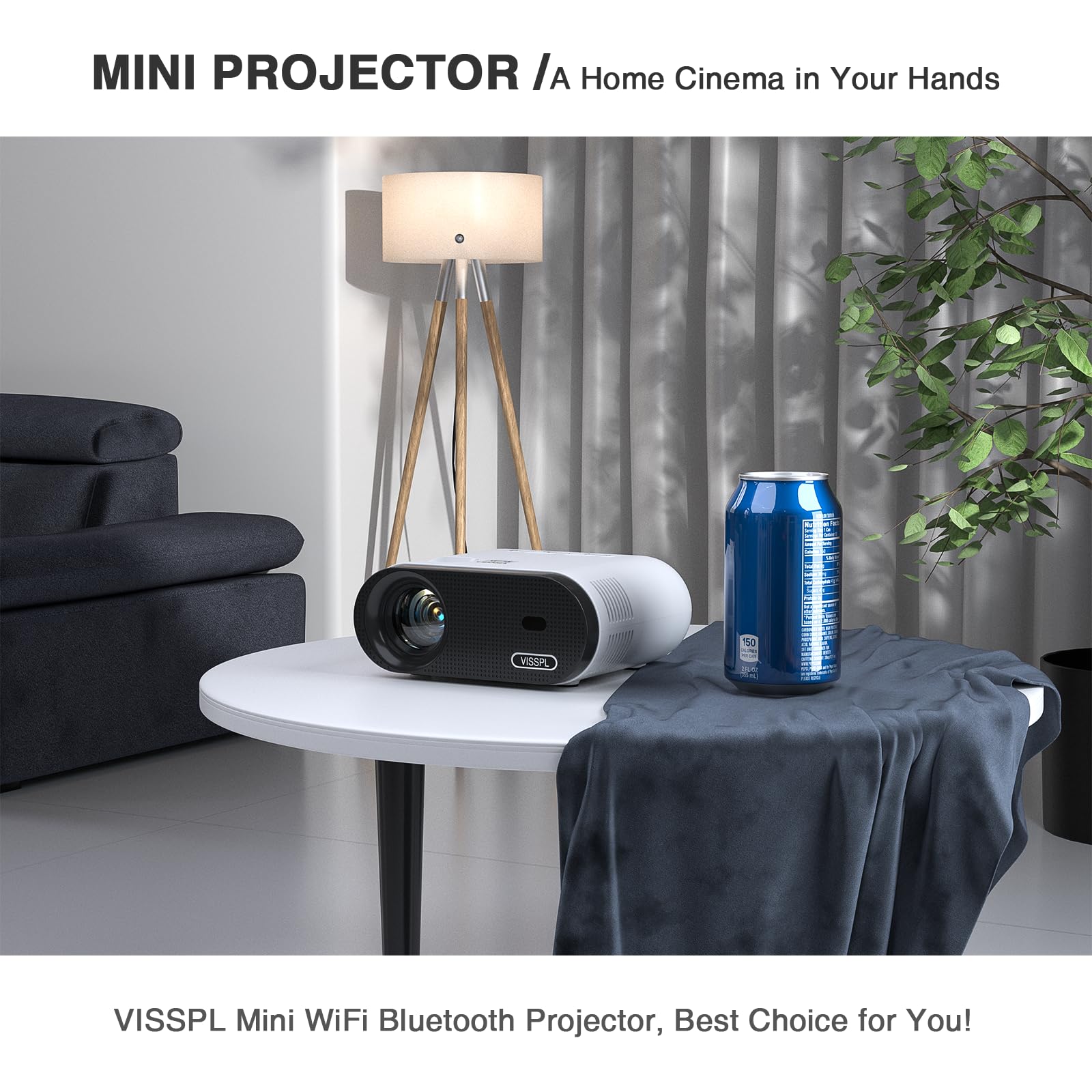VISSPL Mini Projector with WiFi & Bluetooth - Full HD 1080P Portable Outdoor Projector with Tripod, Home Theater Movie Projector Compatible with Android/iOS/Windows/TV Stick/HDMI/USB - Perfect for Backyard Movies, Camping & Home Entertainment