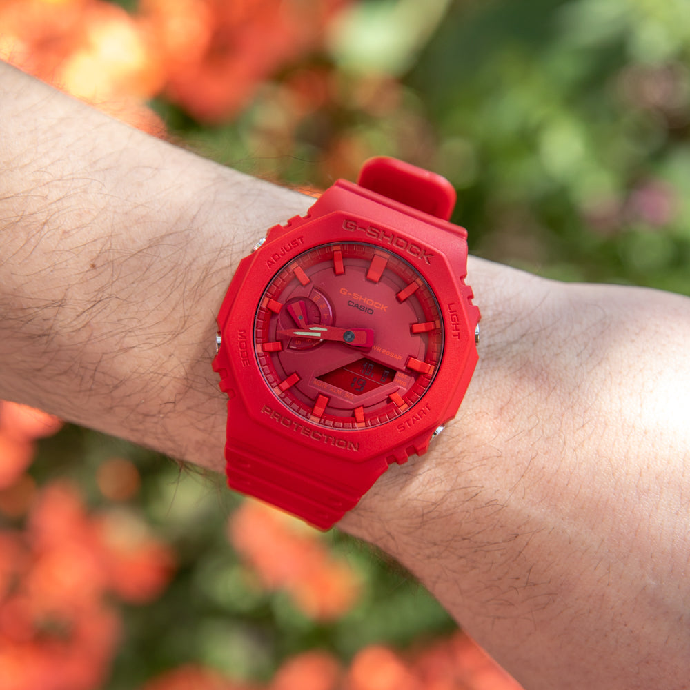 G Shock GA2100 4A Vibrant Red 'CasiOak' Digital Analog Watch - Stylish & Durable for Outdoor Adventures, Sports & Everyday Wear