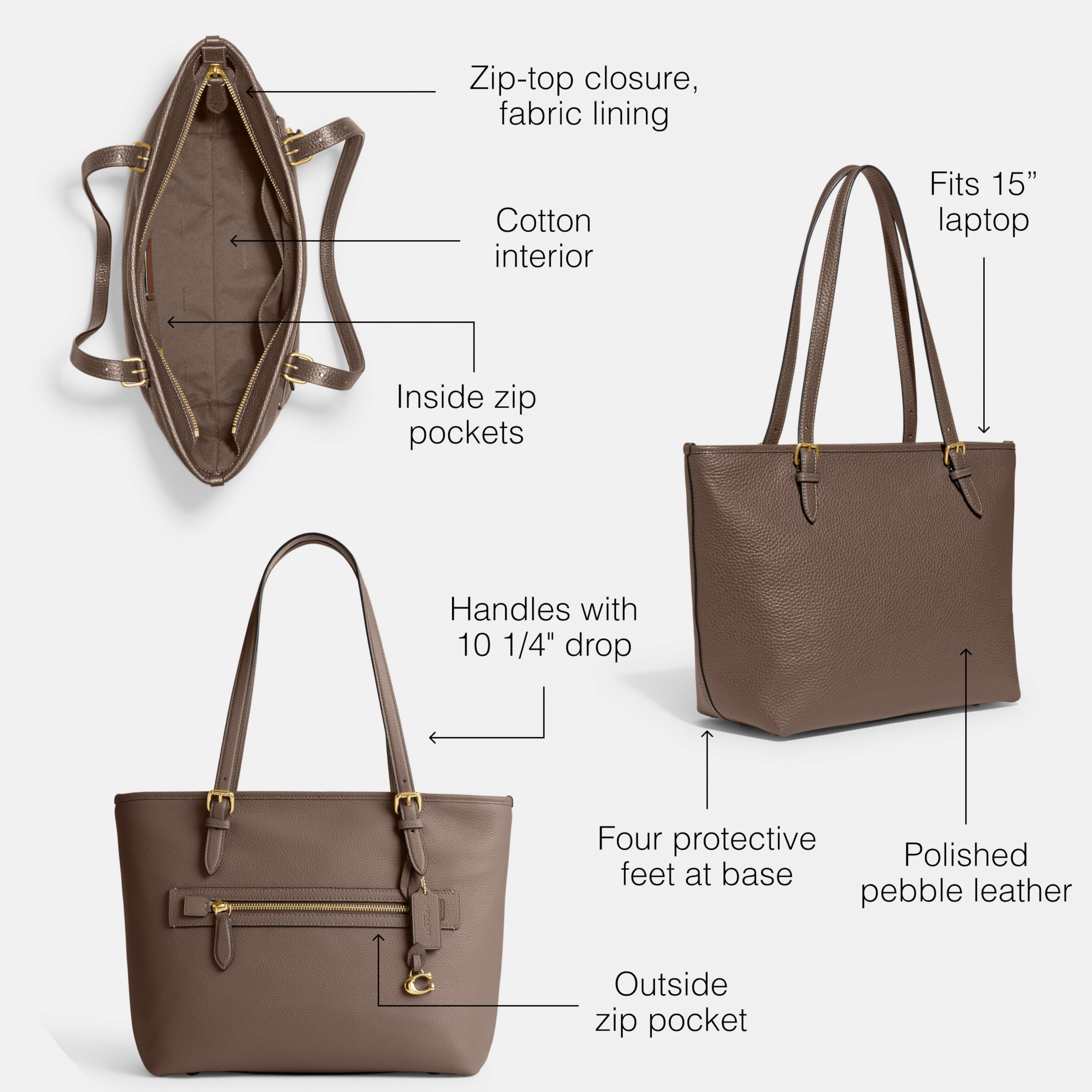 Coach Women's Polished Pebble Leather Taylor Tote Bag - Stylish & Durable Designer Handbag for Work, Travel & Everyday Use