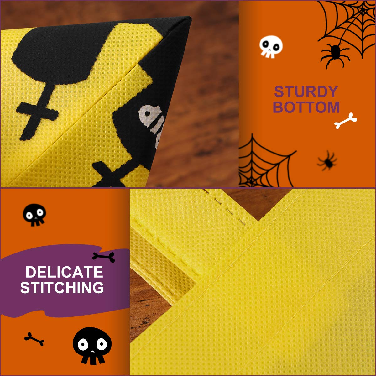 BESTonZON 20-Pack Halloween Tote Bags with Handles - Trick or Treat Bags for Kids, Halloween Party Favor Bags, Candy & Goodie Baskets for Halloween Celebrations, School Events & Neighborhood Trick-or-Treating