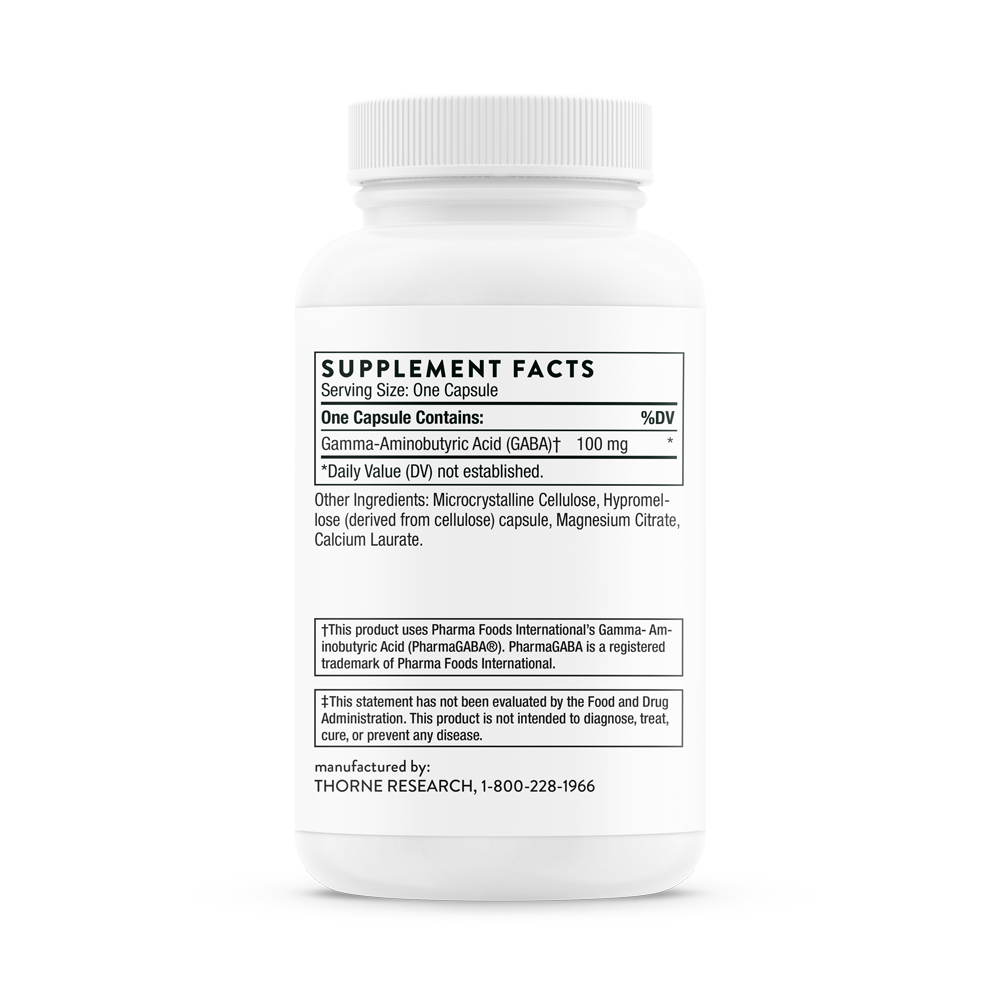 Thorne PharmaGABA 100 (SP652) - Premium GABA Supplement for Stress Relief & Better Sleep | Supports Relaxation & Mental Clarity | Ideal for Anxiety, Insomnia & Daily Stress Management
