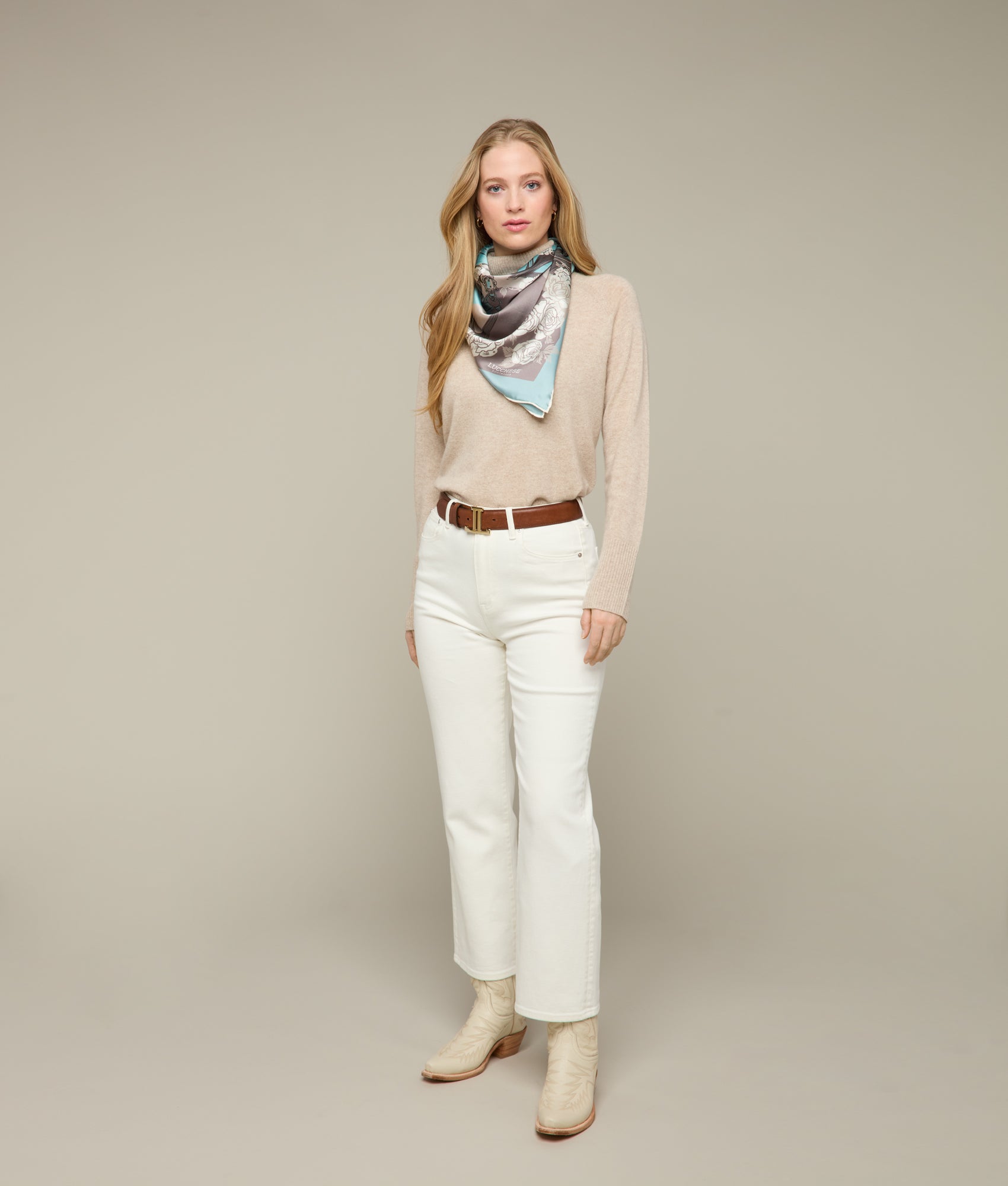 Elegant Cavalry Rose Scarf in Blue - Soft Winter Fashion Accessory for Women | Perfect for Cold Weather, Office Wear & Holiday Outfits