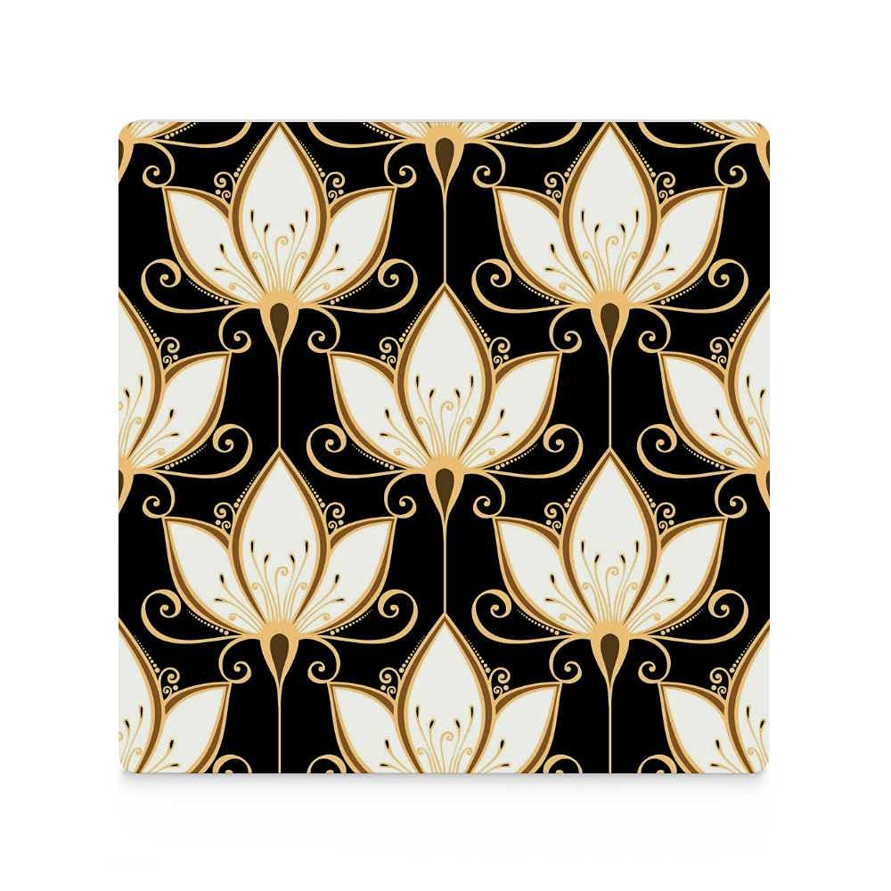 Square Ceramic Coasters Set of 4 - Non-Slip Cork Backing, Scratch-Resistant Drink Coasters for Coffee, Wine & Beverages - Elegant Floral Design Home Decor for Coffee Tables, Office Desk & Housewarming Gifts