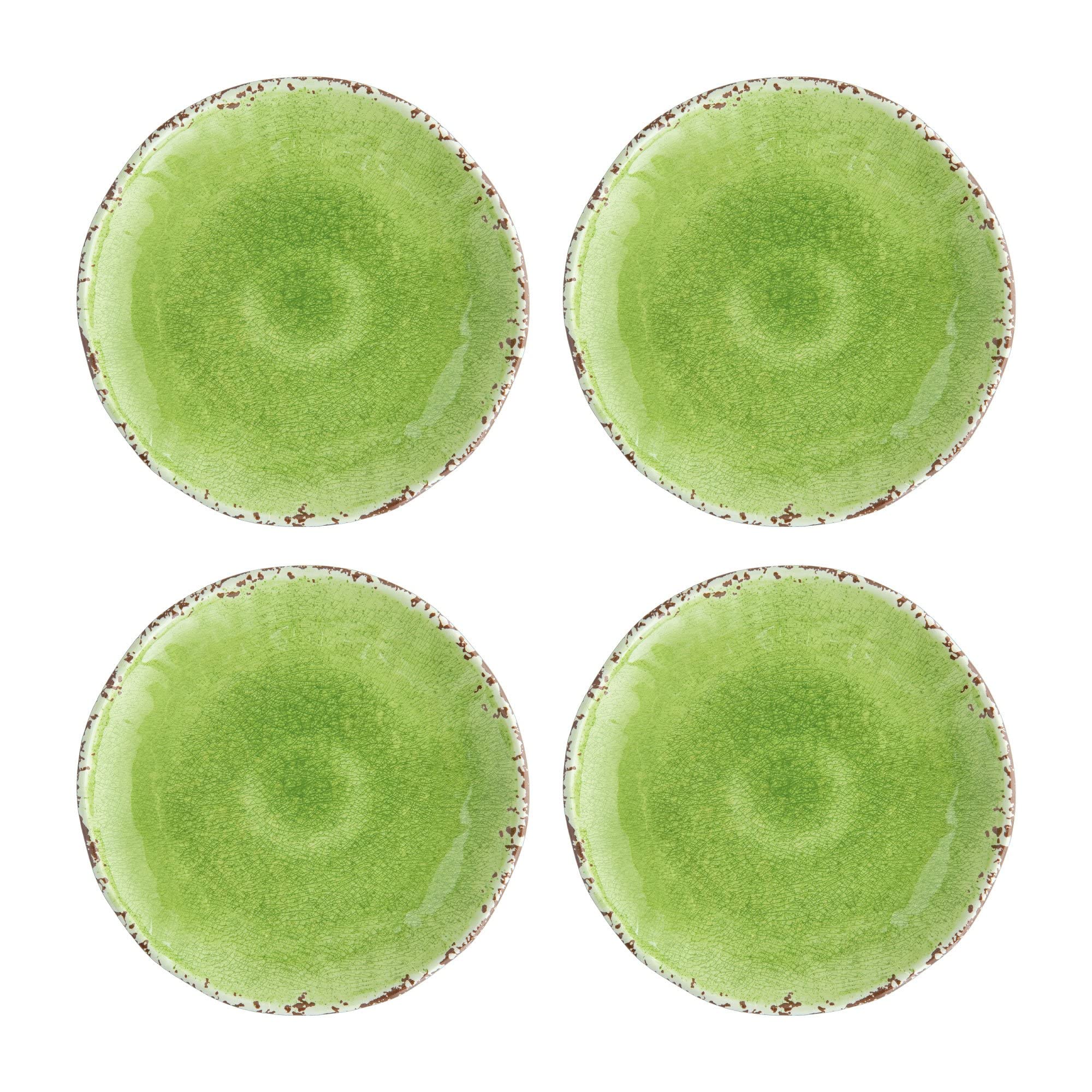 UPware 16-Piece Crackle Melamine Dinnerware Set - Durable Outdoor Dishes for Picnics, Camping & Patio Dining - Includes Plates & Bowls for 4 People - Stylish Green Crackle Design - Shatterproof & Lightweight for Easy Outdoor Use
