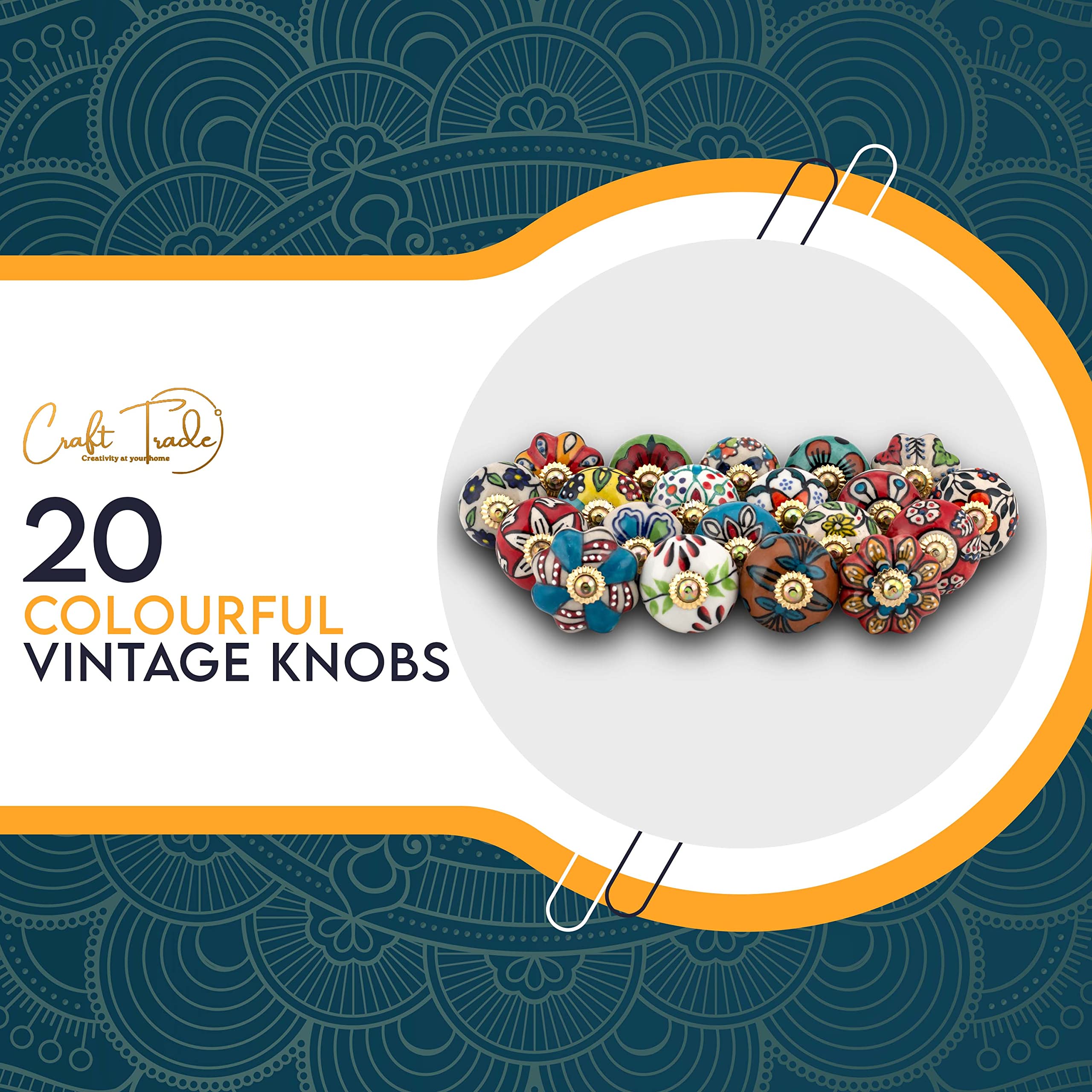 Colorful Ceramic Drawer Knobs - Pack of 20 for Kitchen Cabinets & Wardrobes