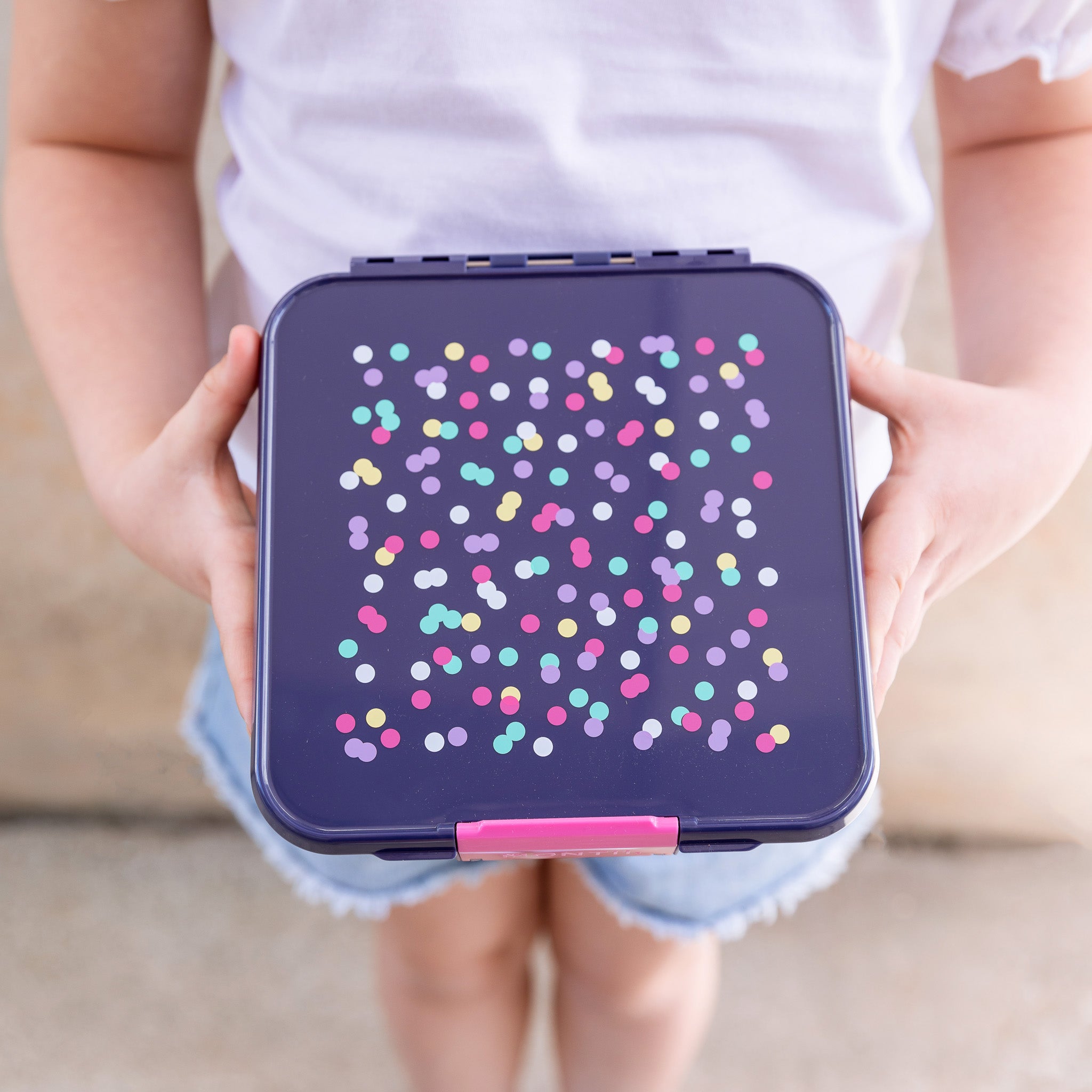 Montii.Co Bento 3 Confetti Lunch Box - BPA-Free, Leak-Proof Food Container for Kids & Adults - Perfect for School, Office, Picnics & Meal Prep