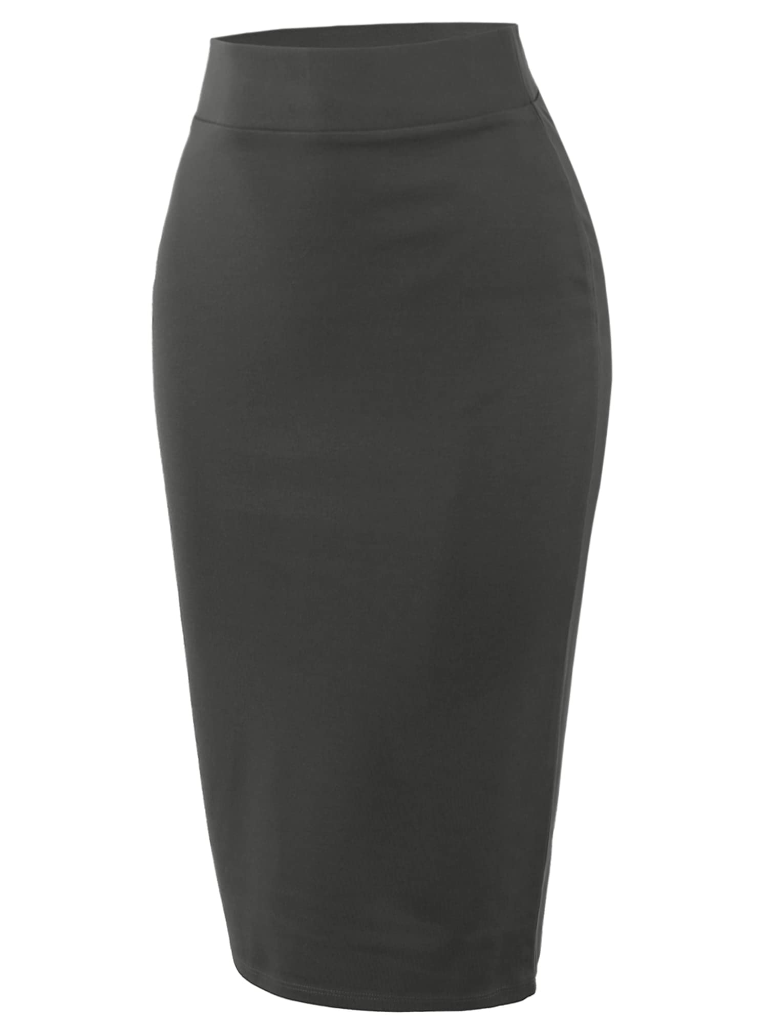 Women's Casual Classic Ponte Knee-Length Pencil Skirt - Comfortable Stretch Office Work Skirt for Business, Travel & Everyday Wear
