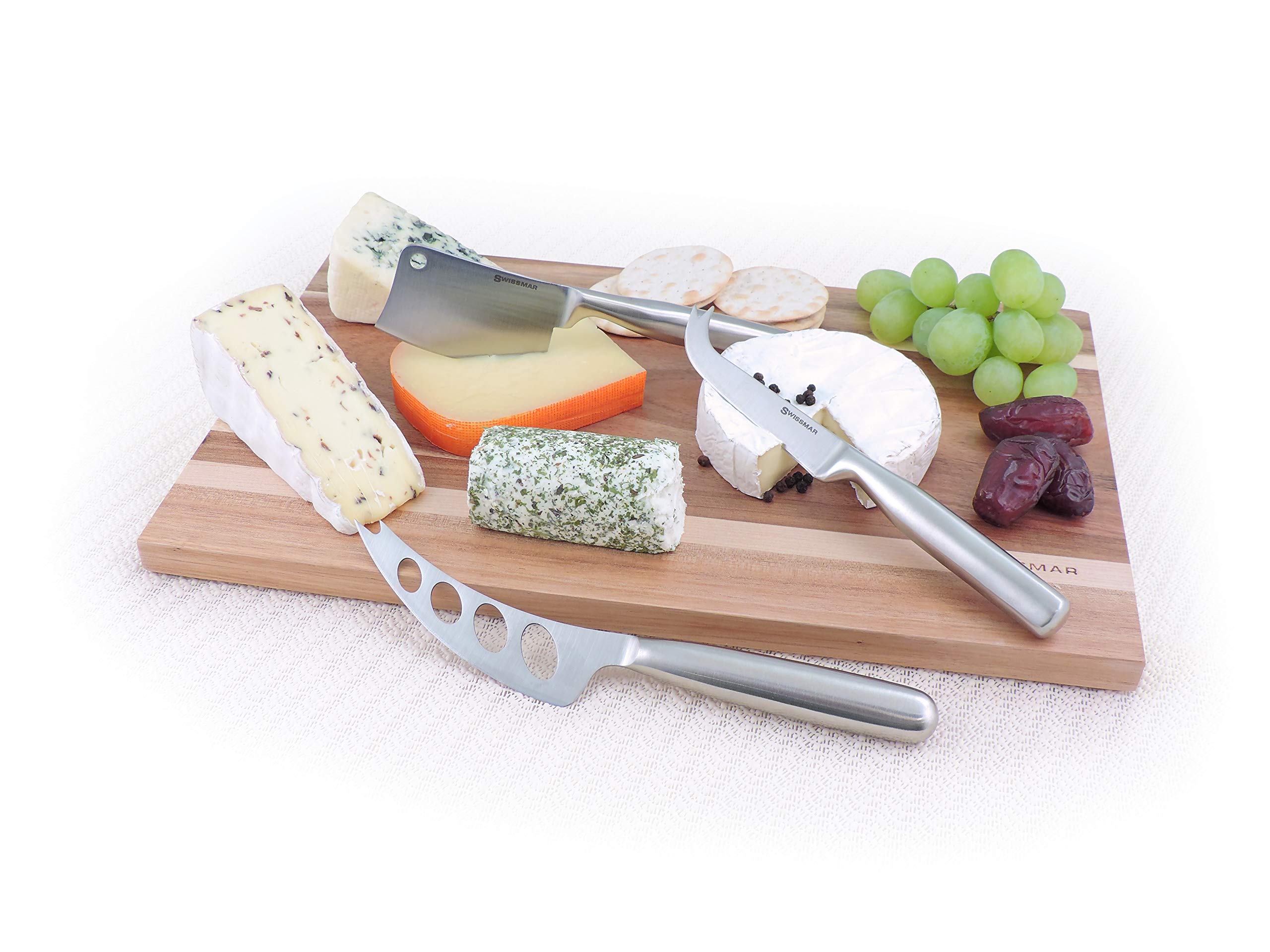 Premium Swissmar Universal Cheese Knife Set - Stainless Steel Blade with Wooden Handle - Perfect for Cheese Boards, Charcuterie, and Entertaining Gifts